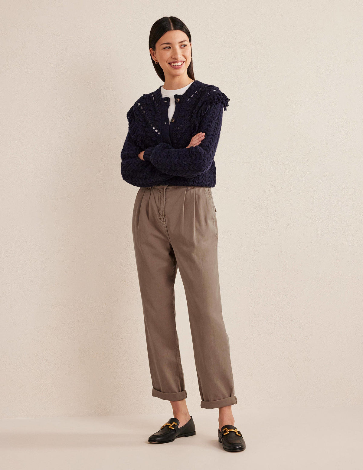 Washed Cotton Casual Trousers-Doe - Image 1
