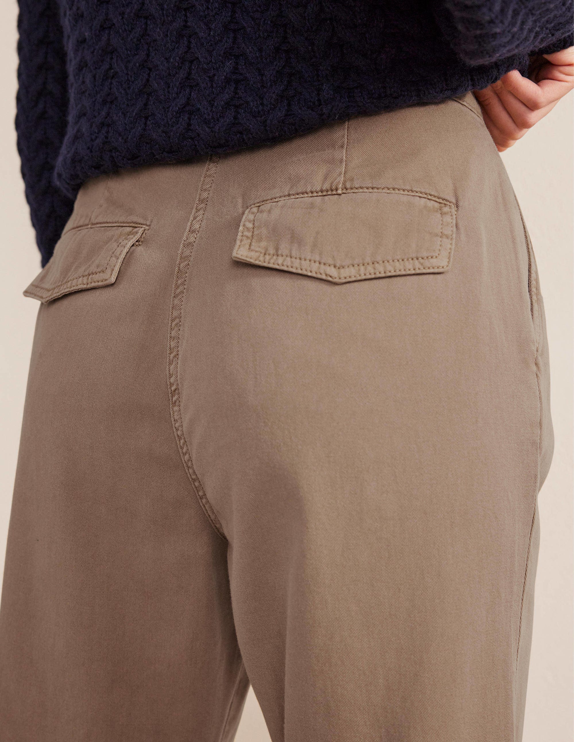 Washed Cotton Casual Trousers-Doe - Image 2