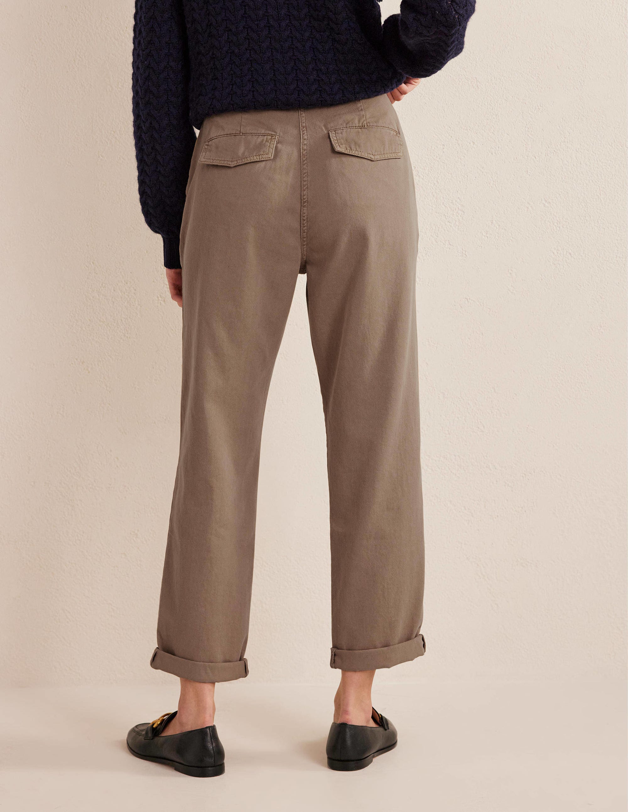 Washed Cotton Casual Trousers-Doe - Image 3