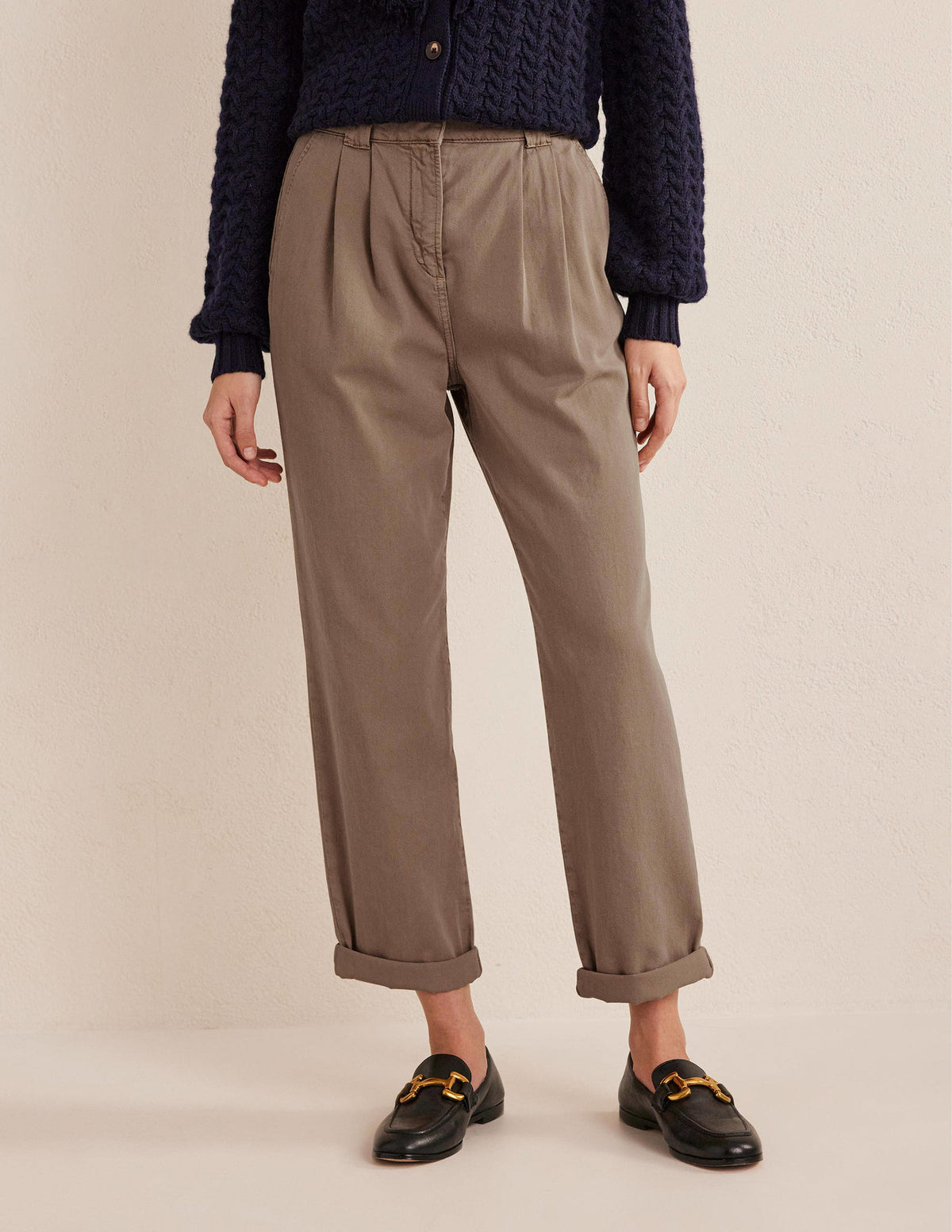 Washed Cotton Casual Trousers-Doe - Image 5