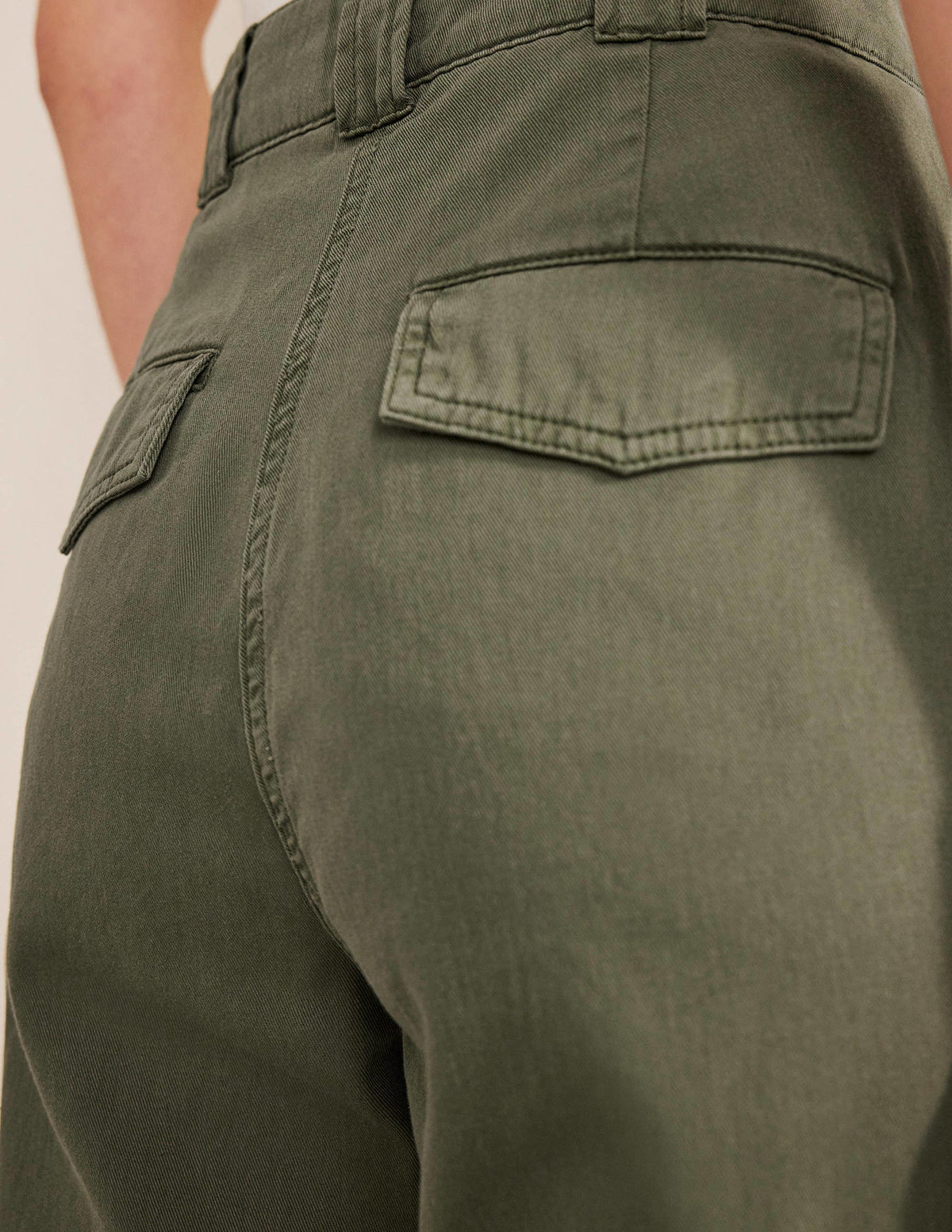 Washed Cotton Casual Trousers-Kale-2