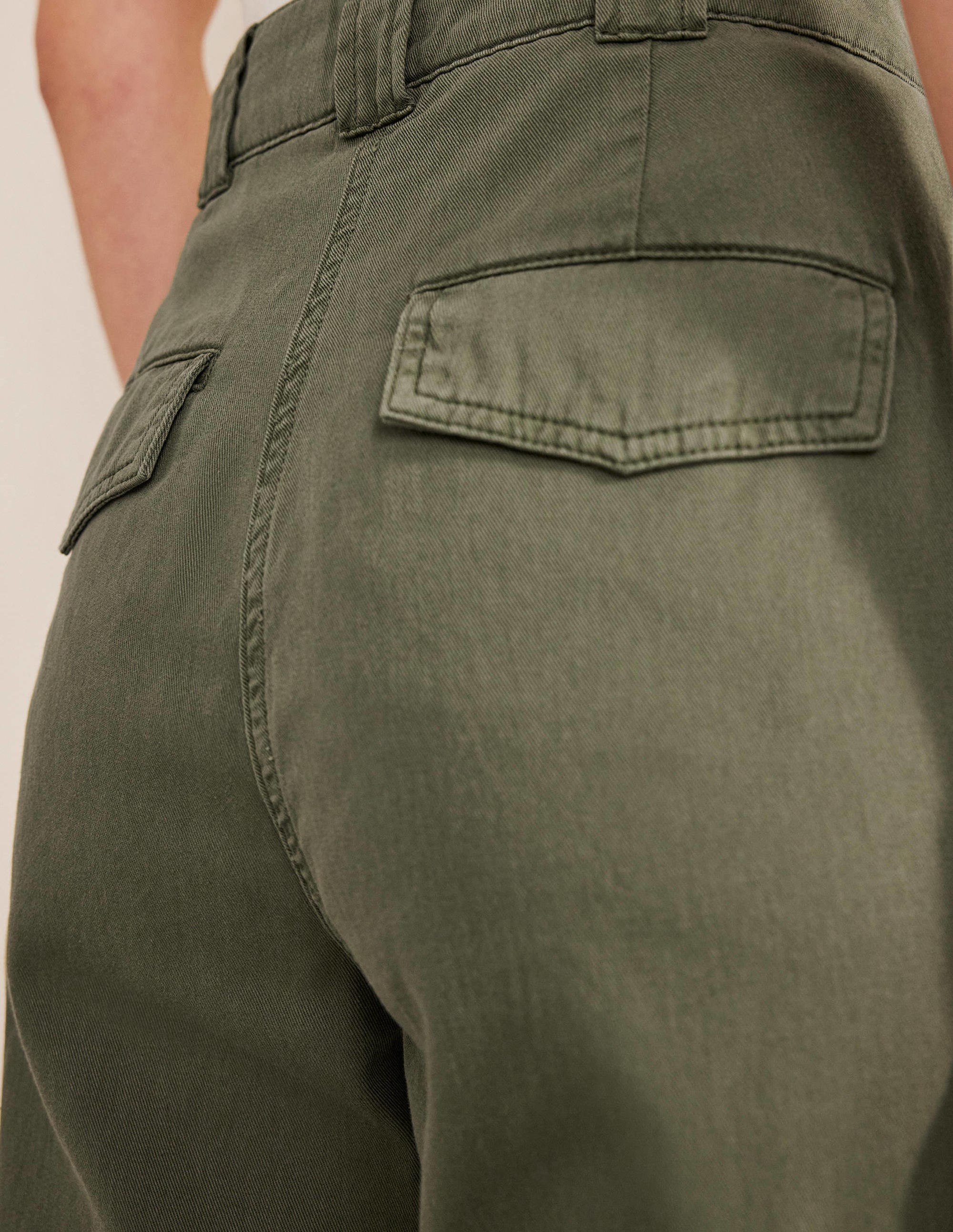 Washed Cotton Casual Trousers-Kale - Image 2
