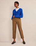 Bi-Stretch Tapered Trousers-Caramel Cream
