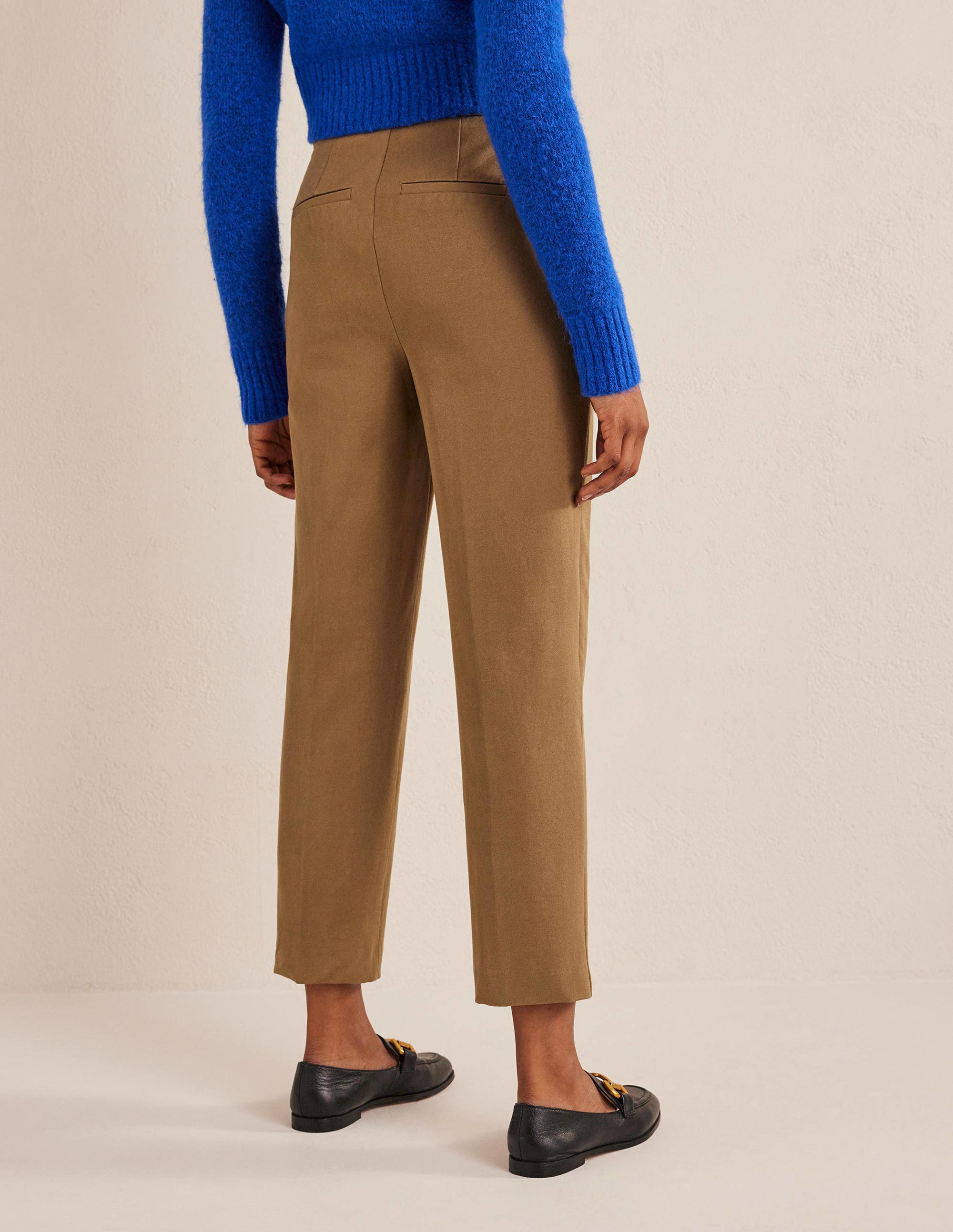 Bi-Stretch Tapered Trousers-Caramel Cream - Image 3
