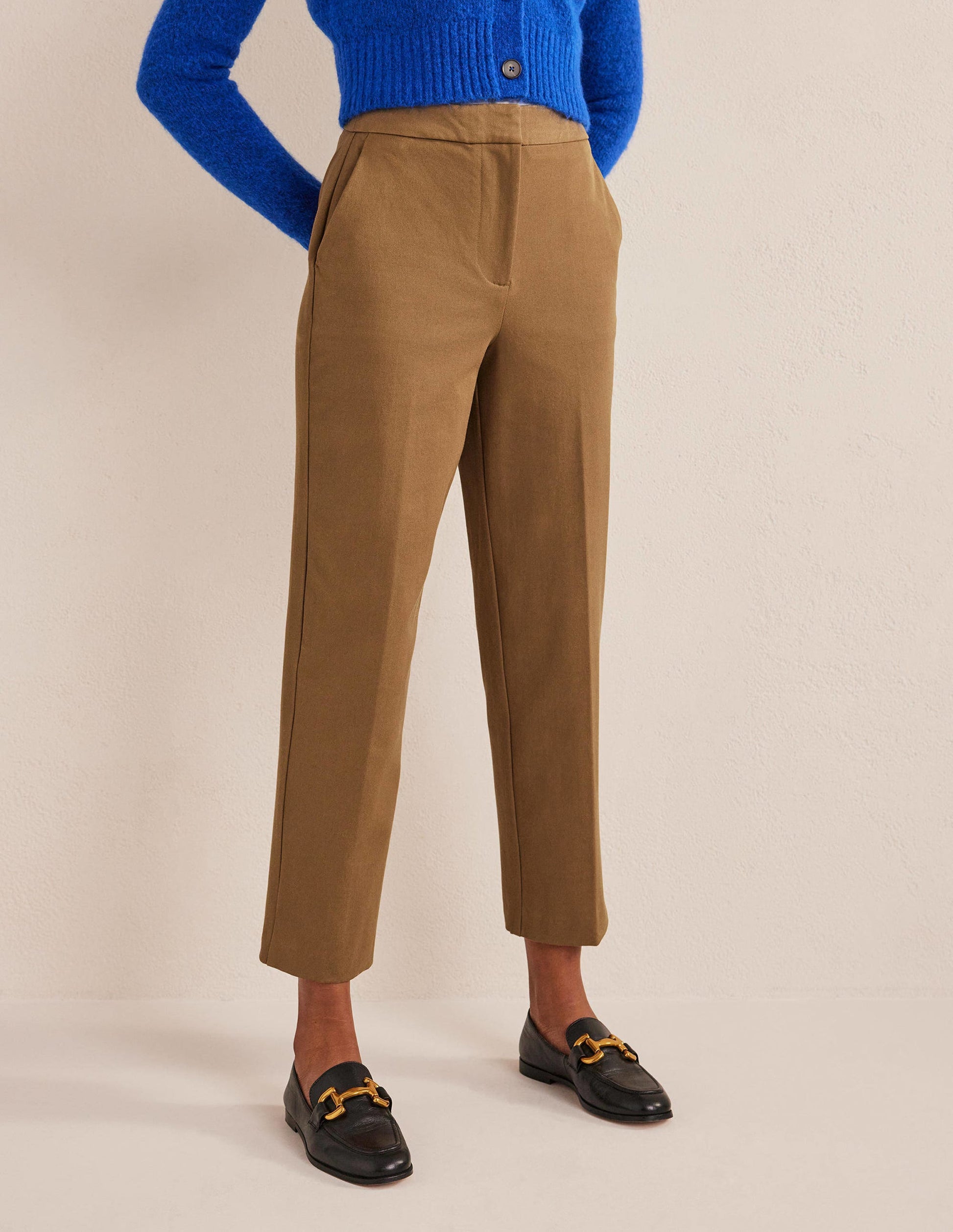 Bi-Stretch Tapered Trousers-Caramel Cream-5