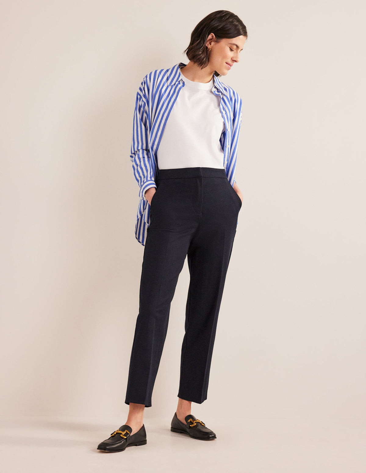 Bi-Stretch Tapered Trousers-Navy - Image 1