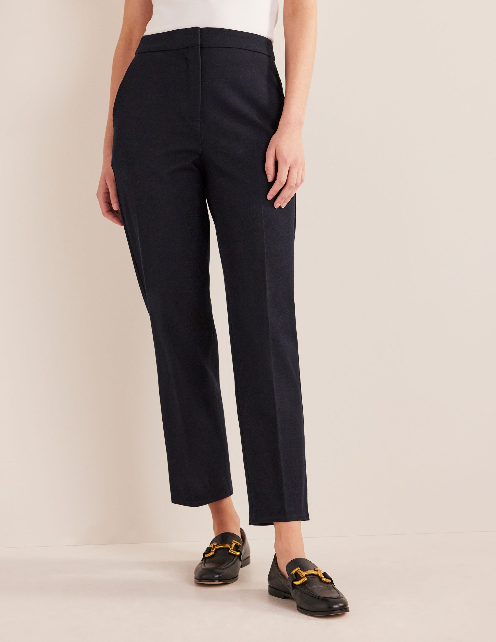 Bi-Stretch Tapered Trousers-Navy-4
