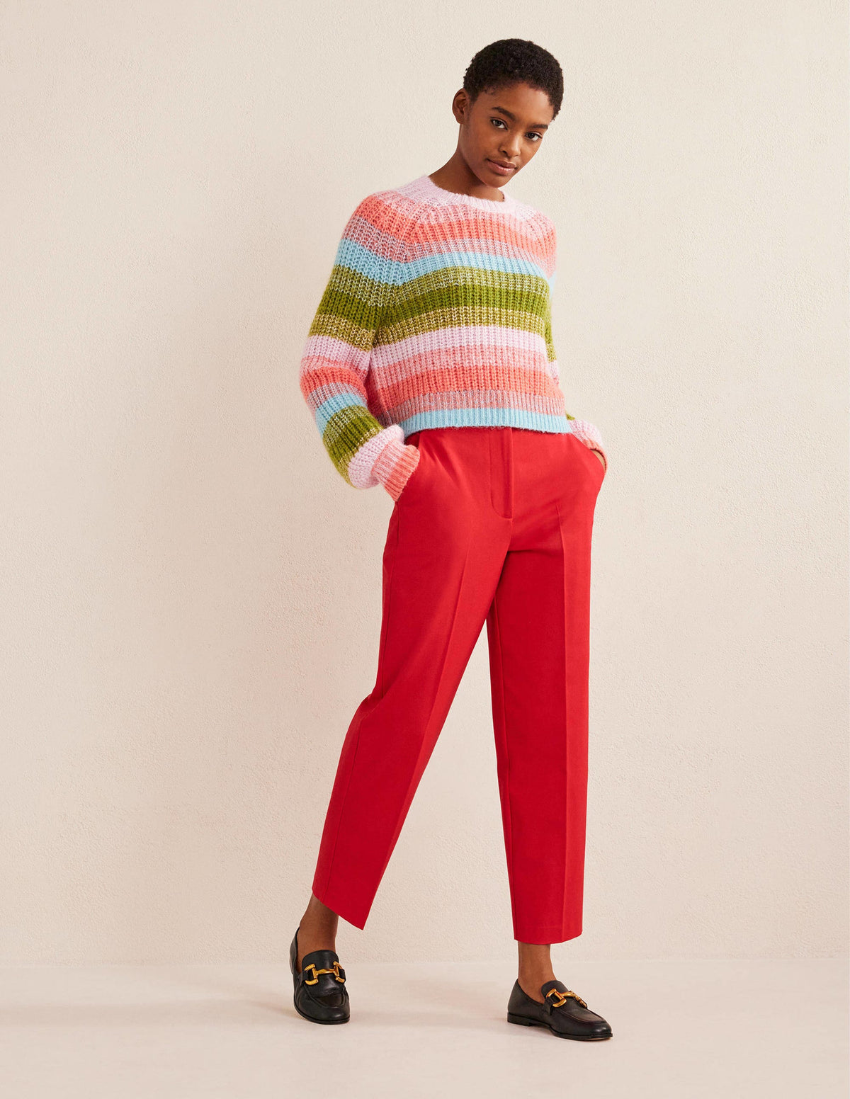Bi-Stretch Tapered Trousers-Camellia - Image 1