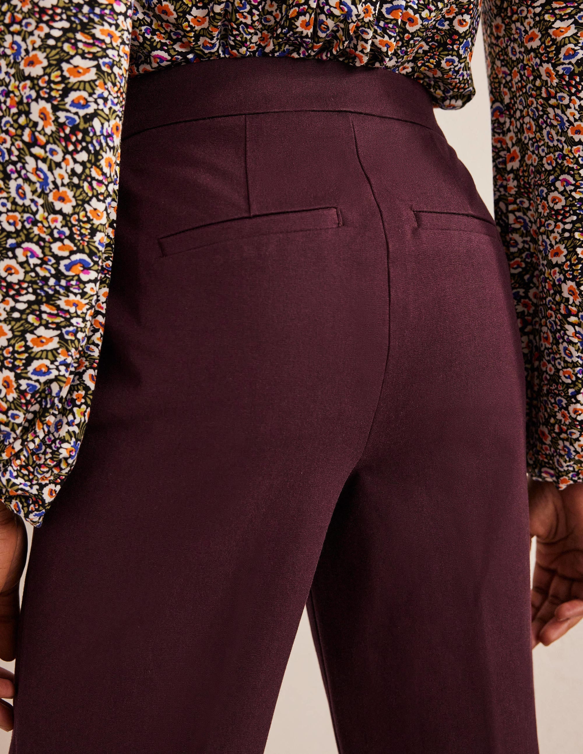 Bi-Stretch Tapered Trousers-Marroon - Image 4