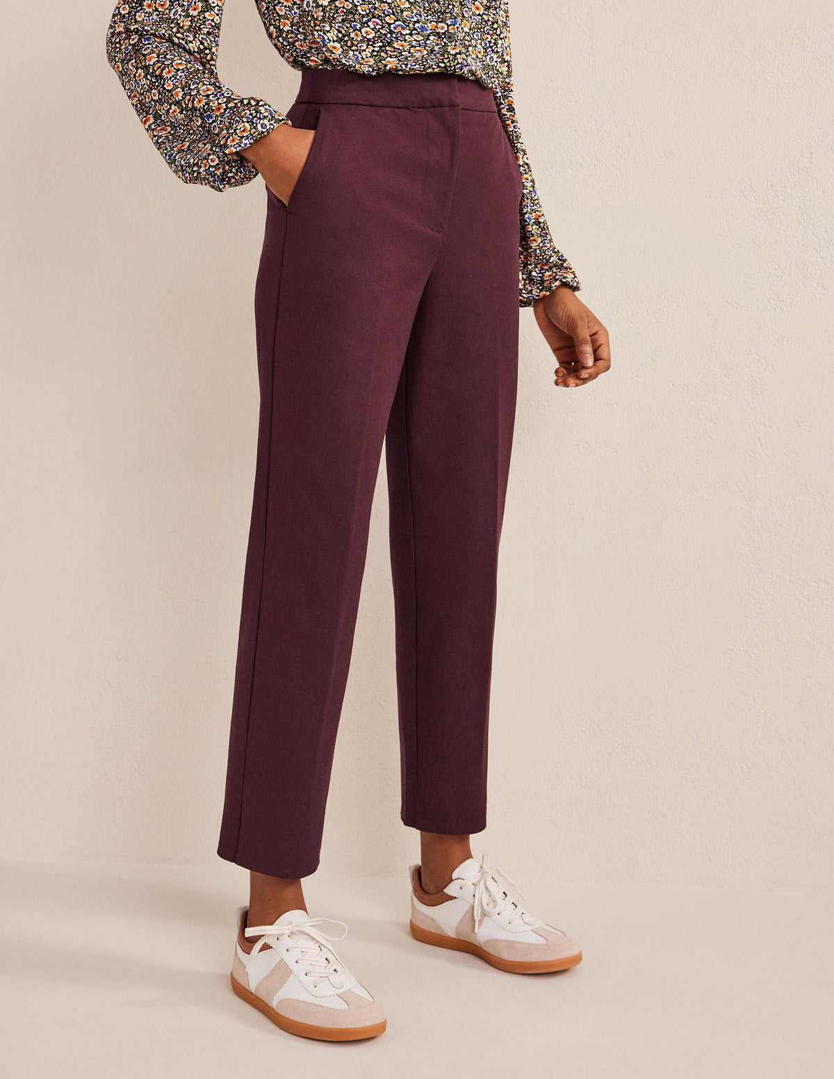 Bi-Stretch Tapered Trousers-Marroon - Image 5