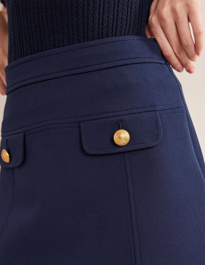 Tailored A-line Mini Skirt-Navy-2