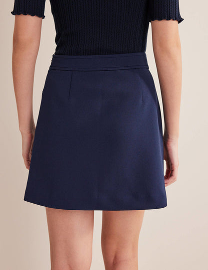 Tailored A-line Mini Skirt-Navy-3