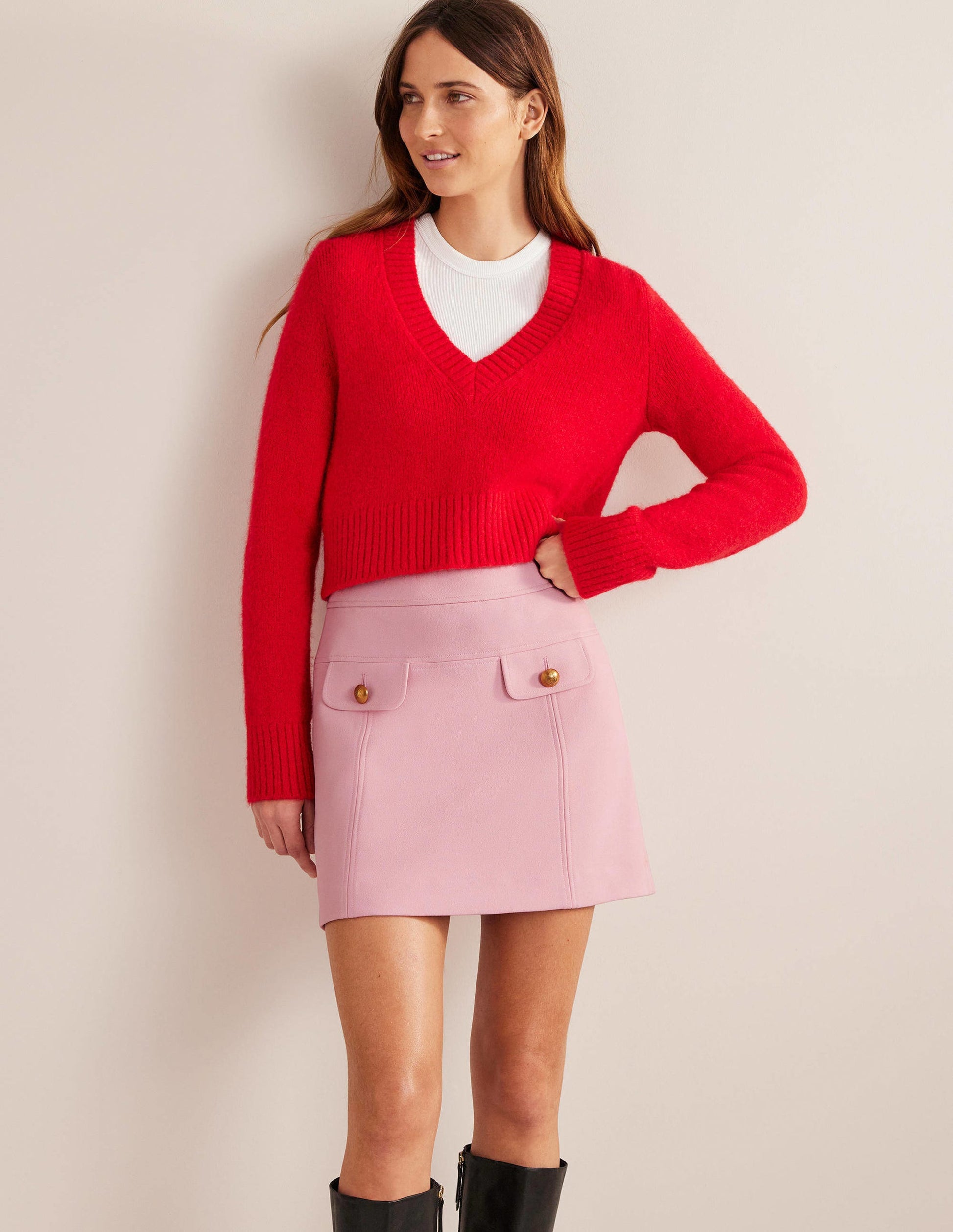 Tailored A-line Mini Skirt-Cameo Pink-1