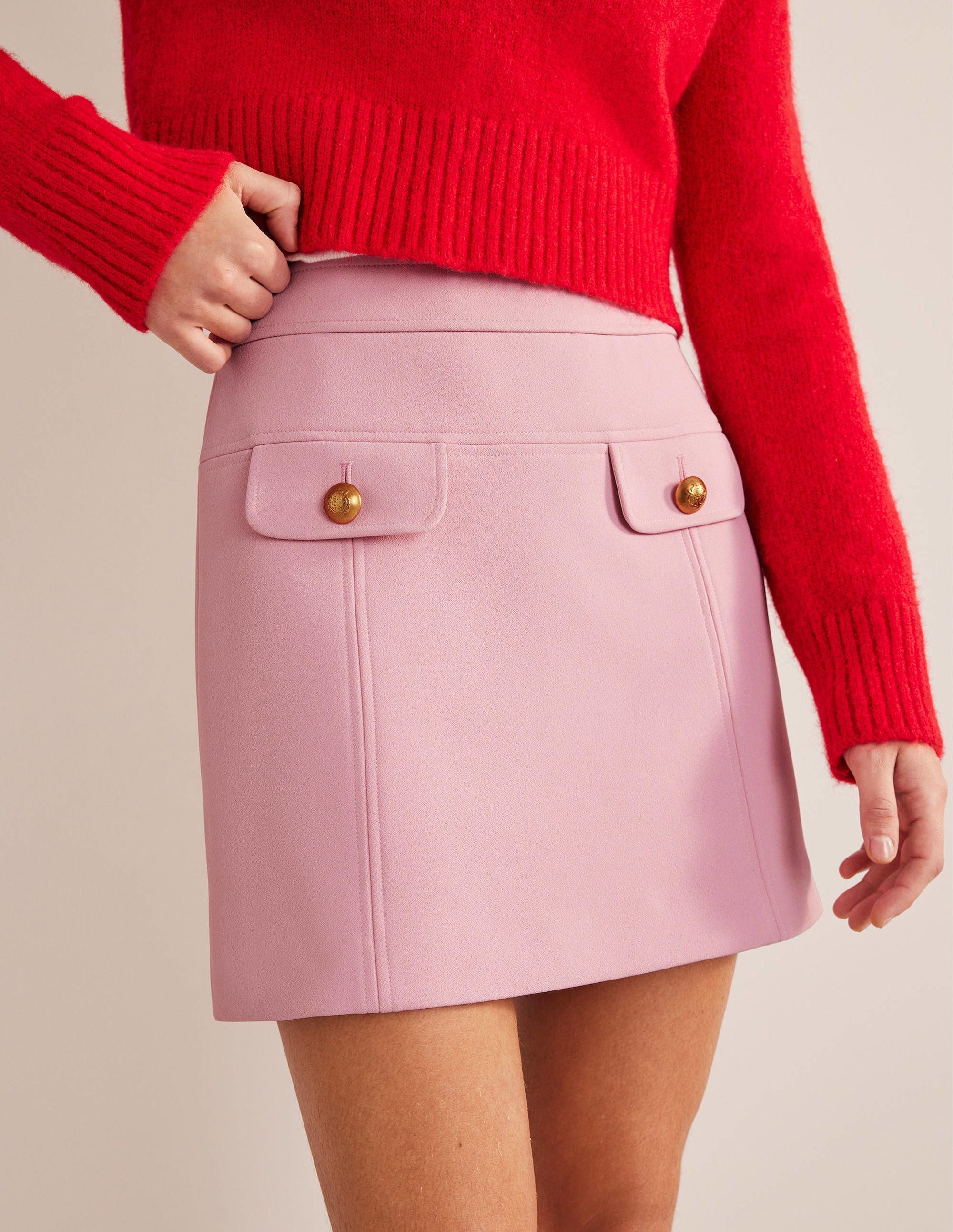 Tailored A-line Mini Skirt-Cameo Pink - Image 4