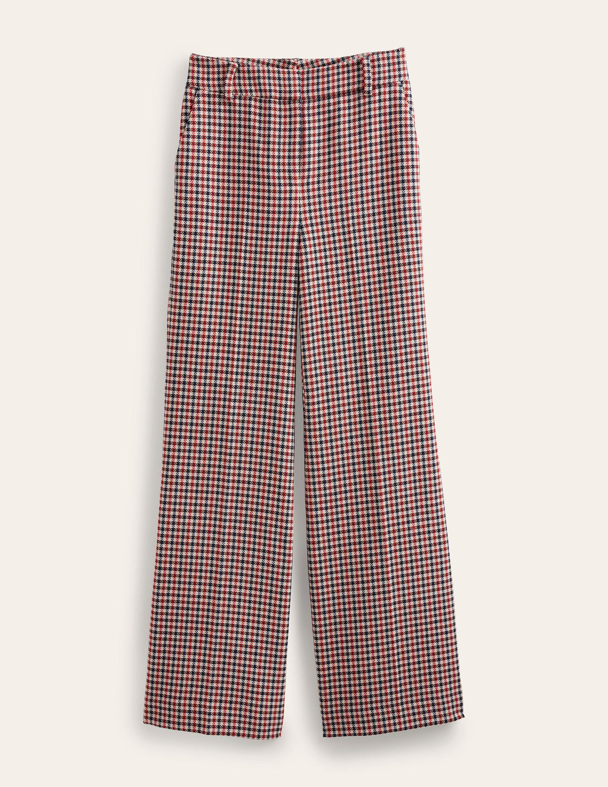 Wide Leg Flared Check Trousers-Check-6