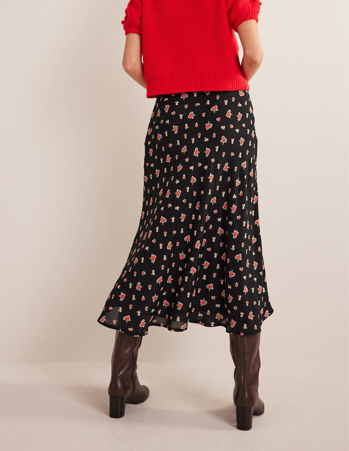 Cecelia Midi Skirt-Black, Rose Pop - Image 3