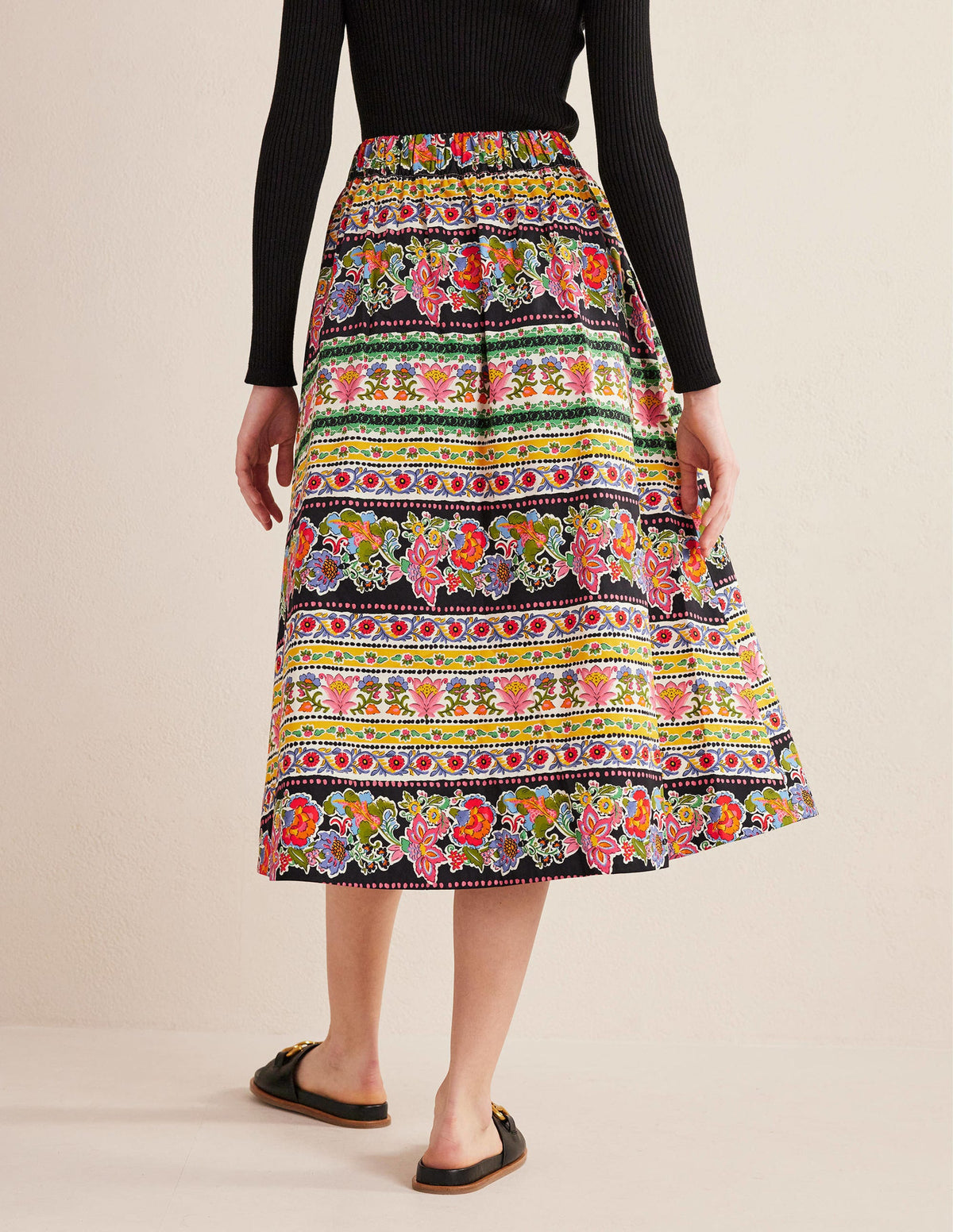 Pleated Full Midi Skirt-Multi, Tapestry Stripe-3