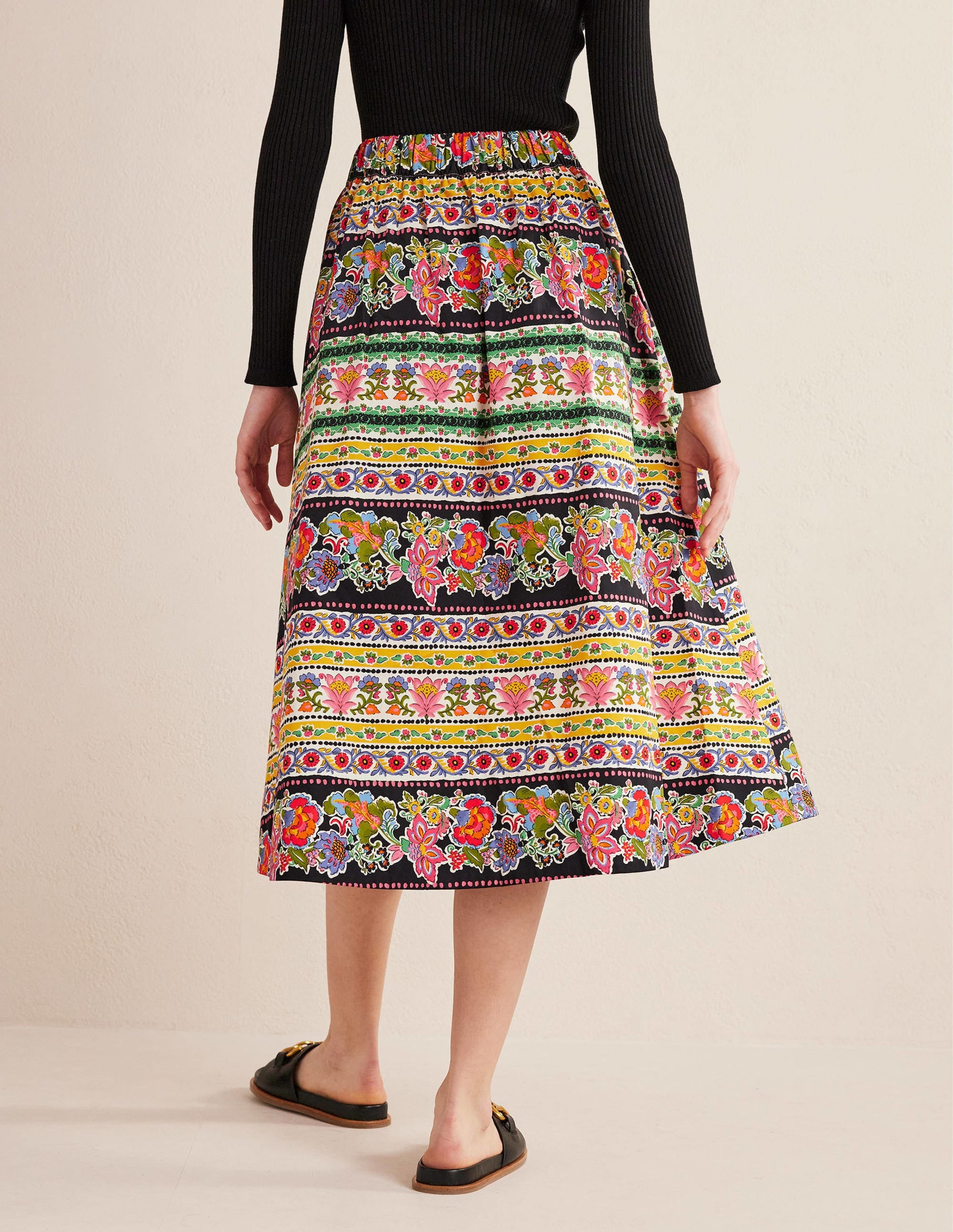 Pleated Full Midi Skirt-Multi, Tapestry Stripe - Image 3