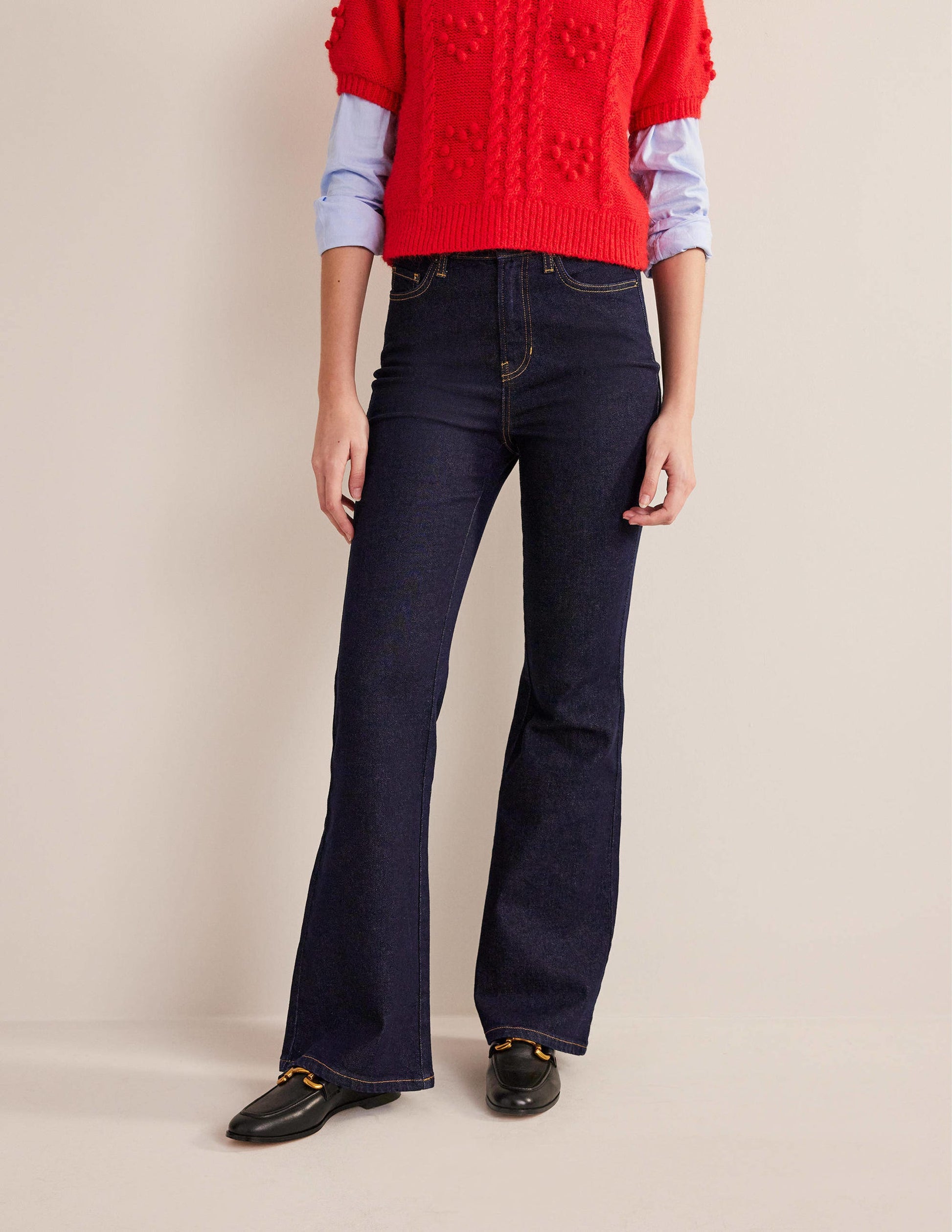 High Rise Flare Jeans-Indigo-3