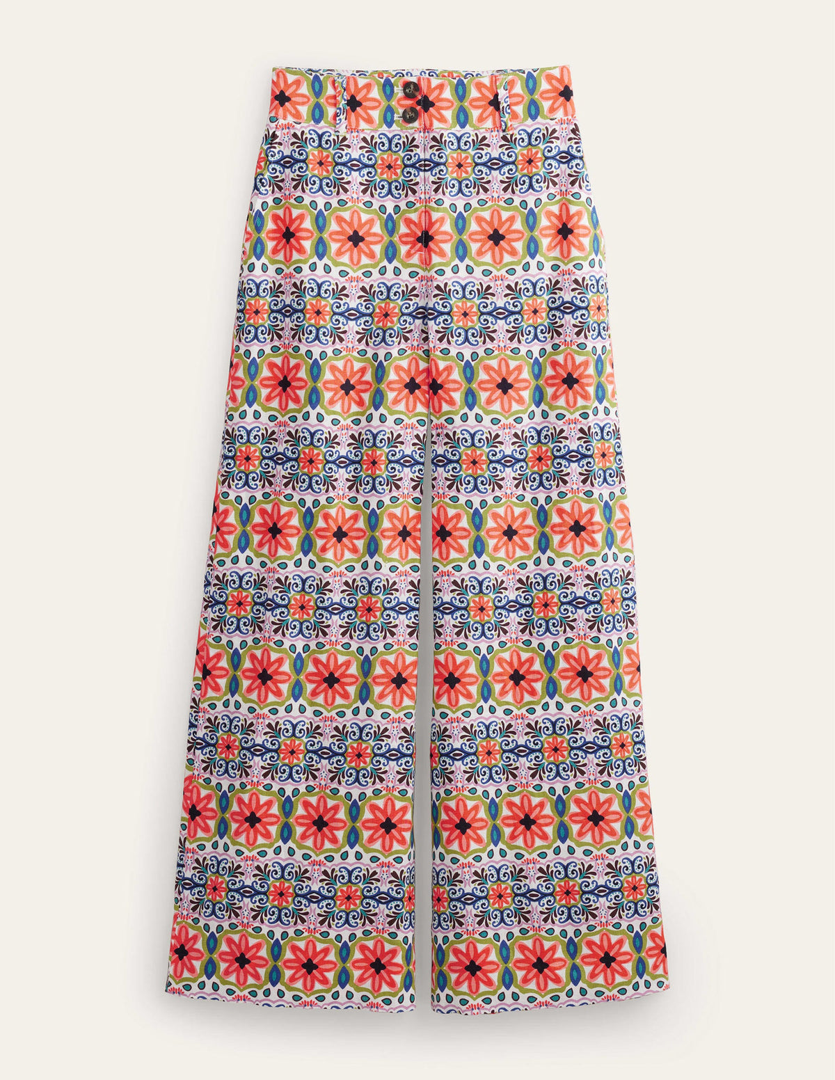 Wide Leg Printed Linen Trouser-Multi, Tapestry Stripe - Image 7
