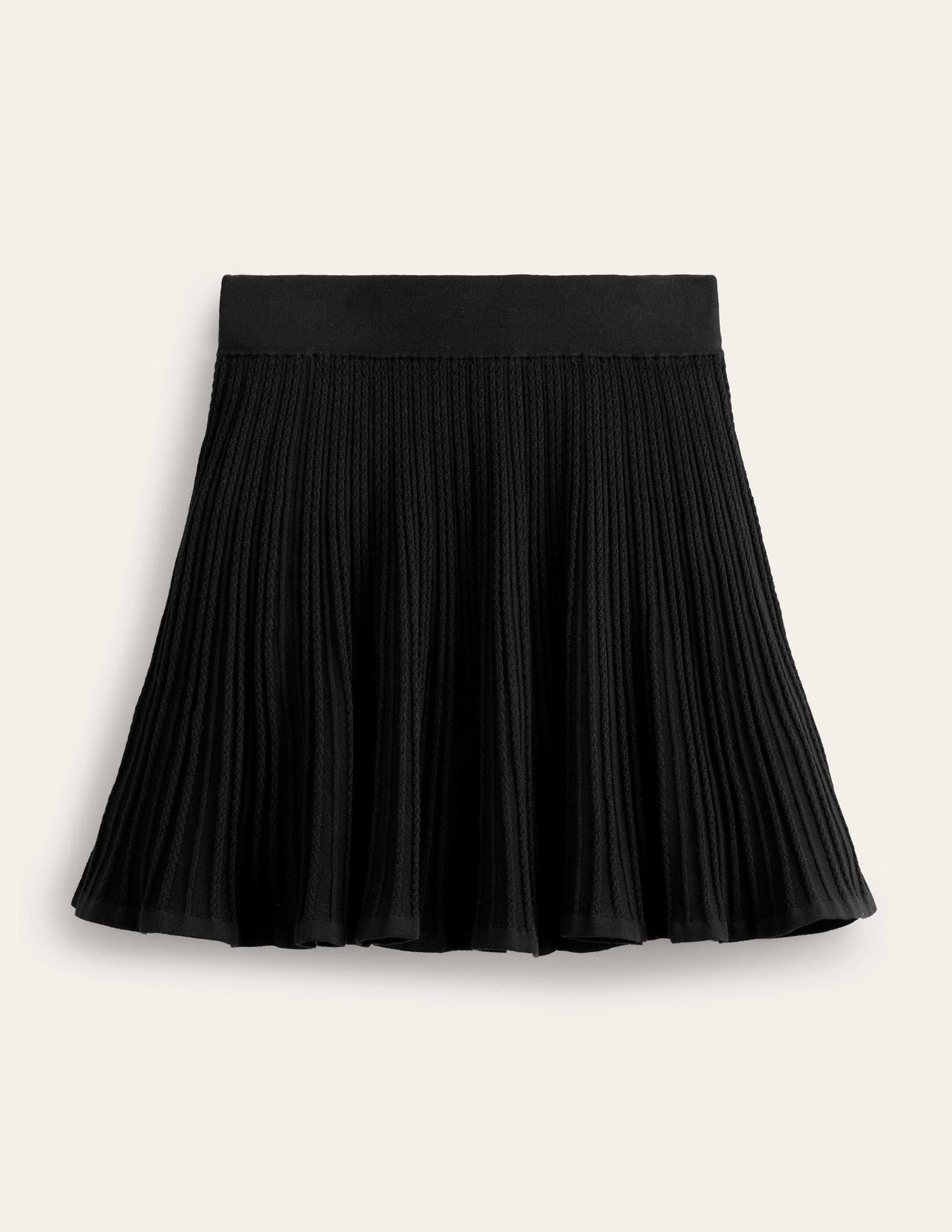 Knitted Pointelle Skirt-Black - Image 6