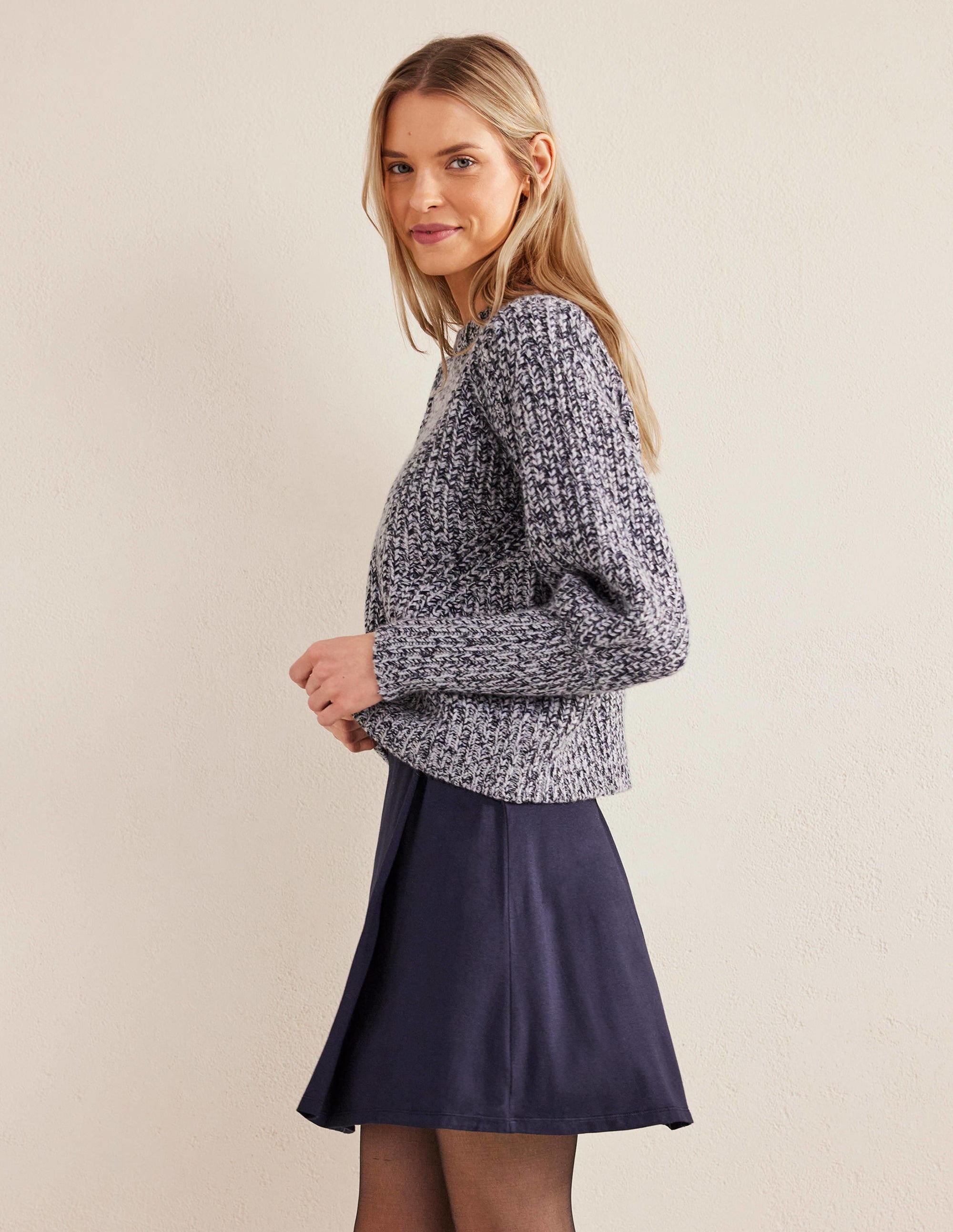 Jersey Wrap Mini Skirt-Navy - Image 1