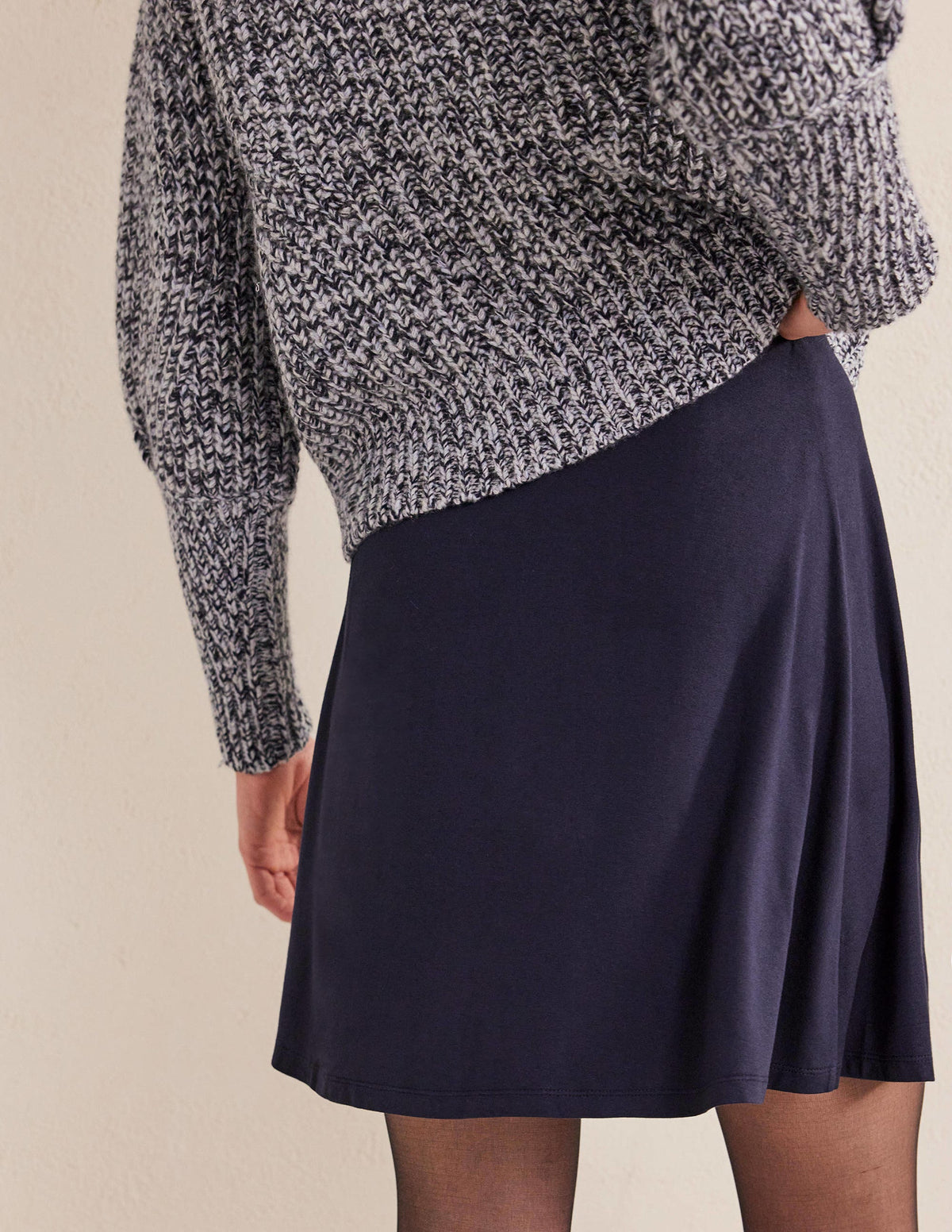 Jersey Wrap Mini Skirt-Navy - Image 3