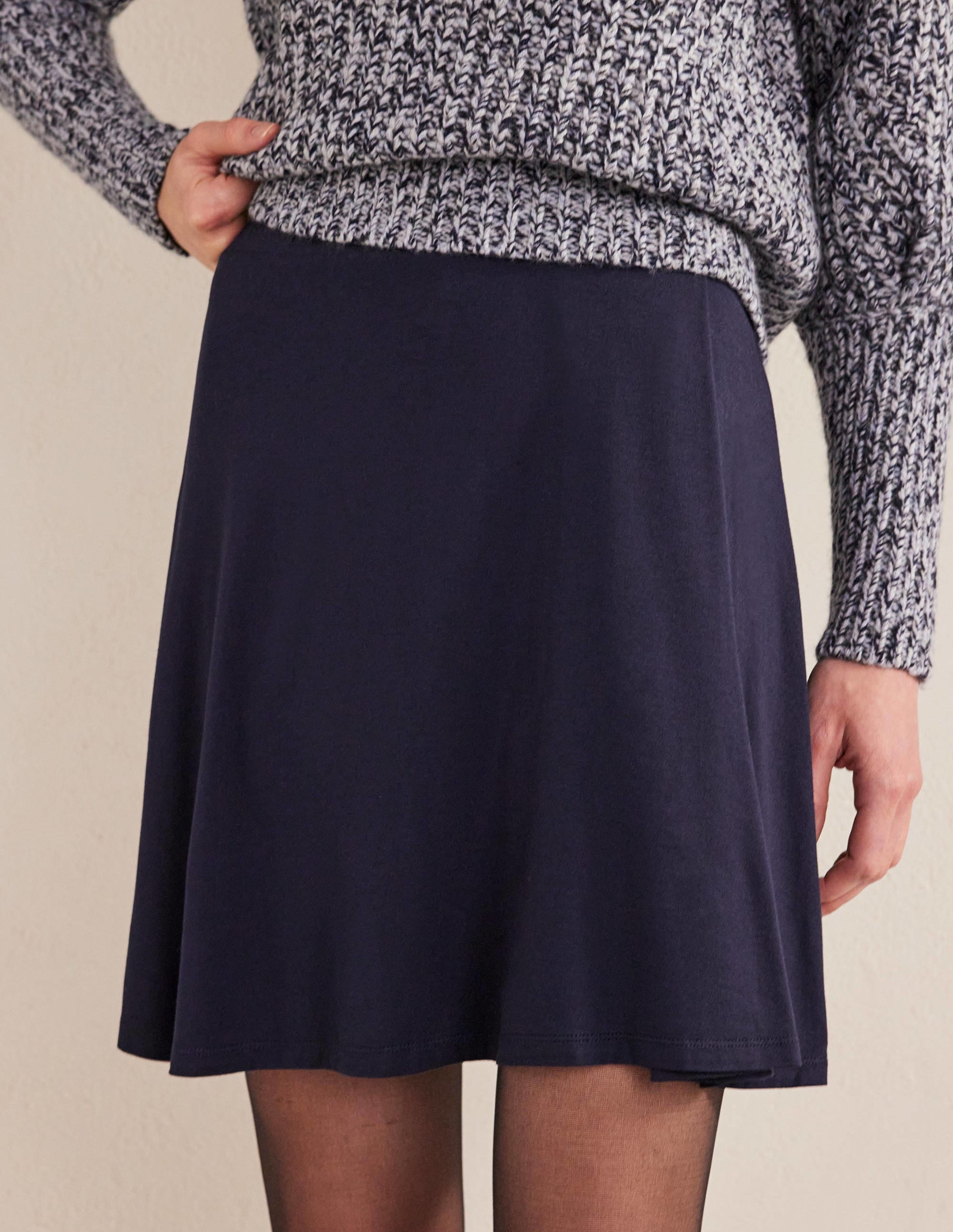 Jersey Wrap Mini Skirt-Navy - Image 4