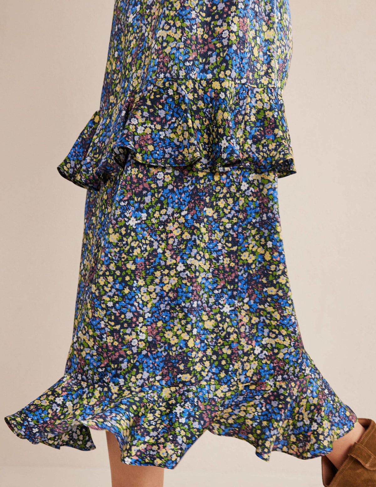 Satin Ruffle Midi Skirt-Nebulas Blue, Gatdenia Petal - Image 2
