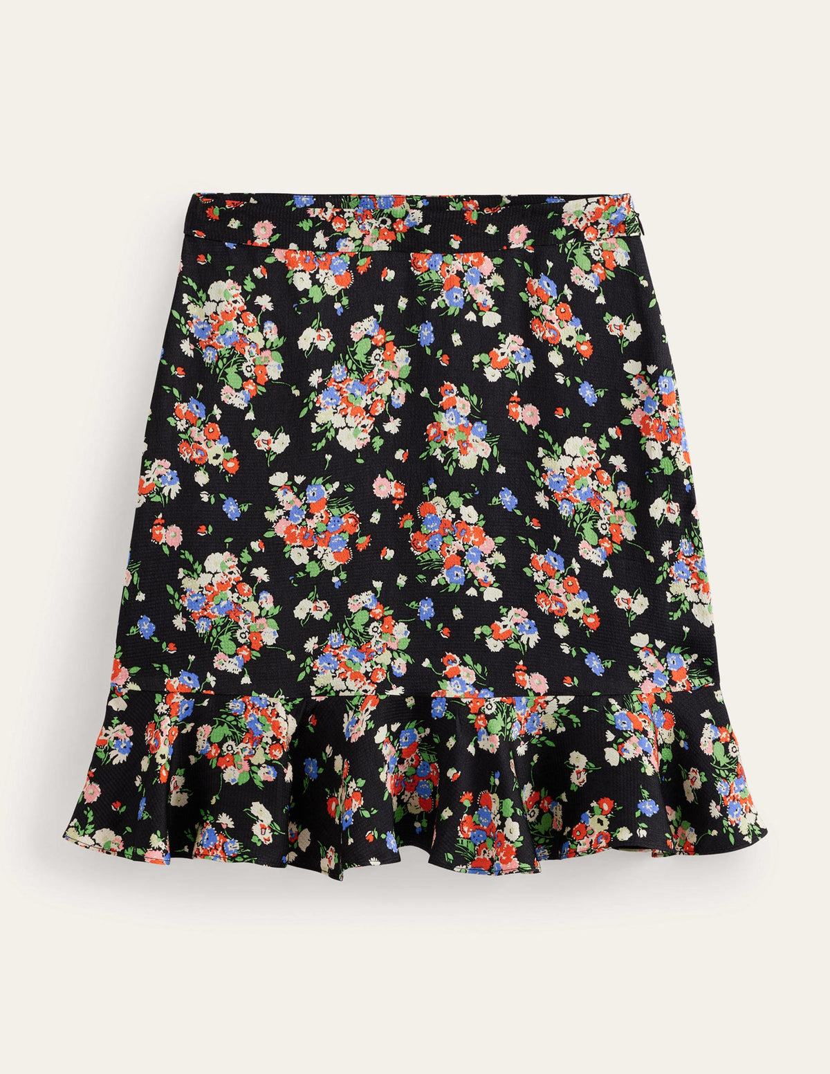 Satin Ruffle Mini Skirt-Black Wild Cluster - Image 2