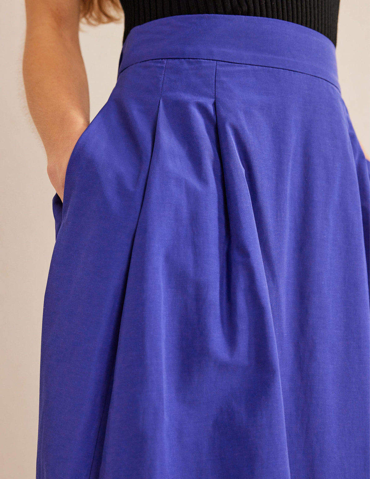 Taffeta Pull-on Midi Skirt-Blue Herron - Image 2
