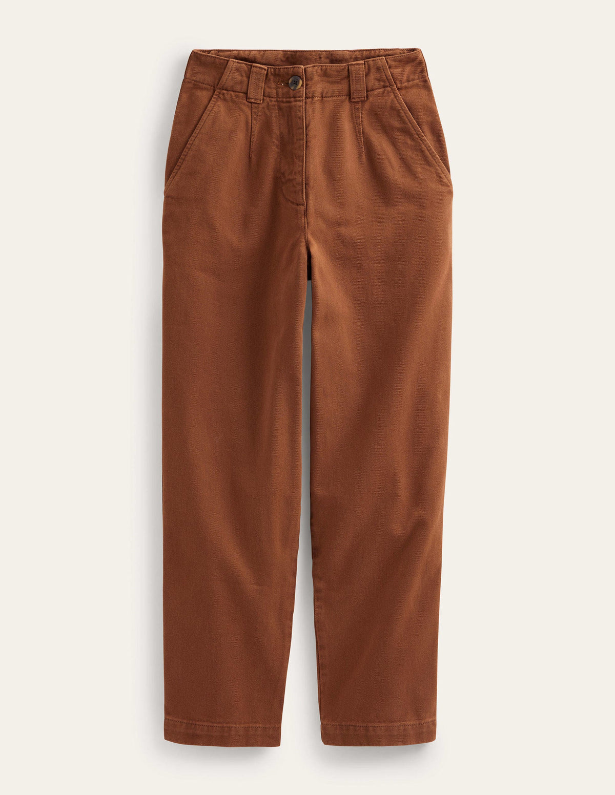 Casual Tapered Cotton Trousers-Cognac - Image 2
