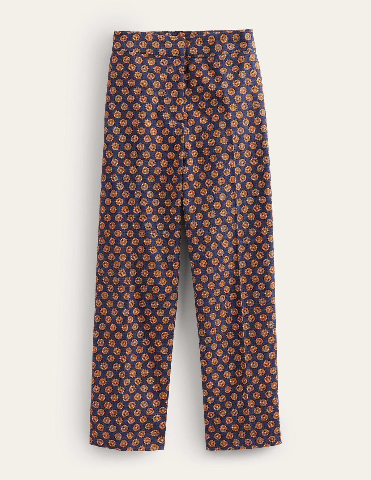 Printed Straight Trousers-Navy, Sunflower Geo - Image 6