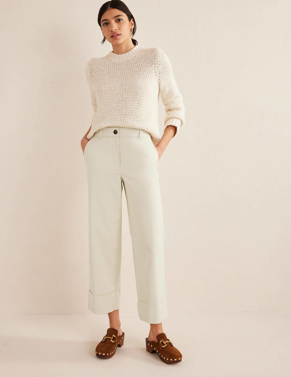 Tailored Turn Up Trousers-Pistachio Shell-1