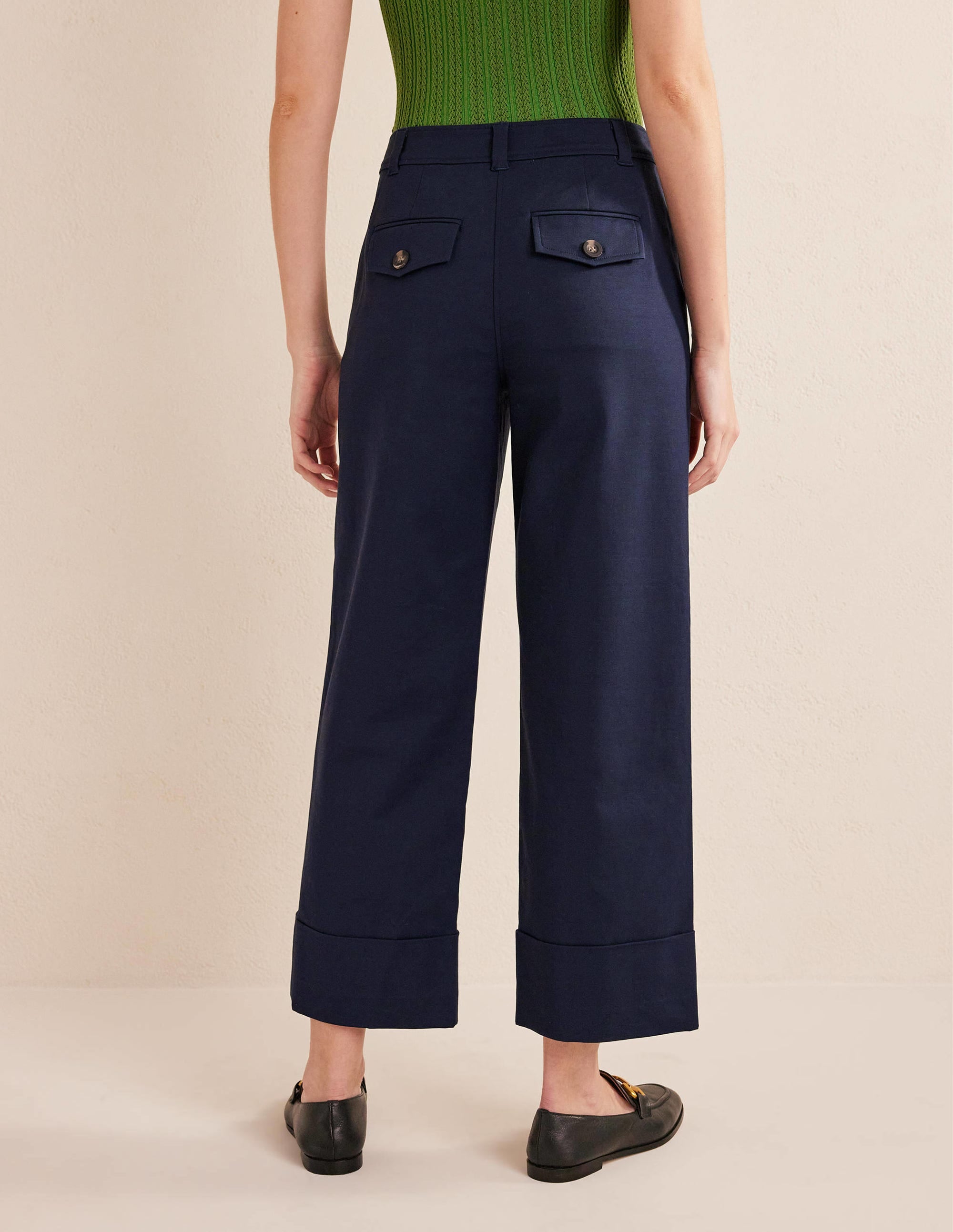 Tailored Turn Up Trousers-Navy - Image 3