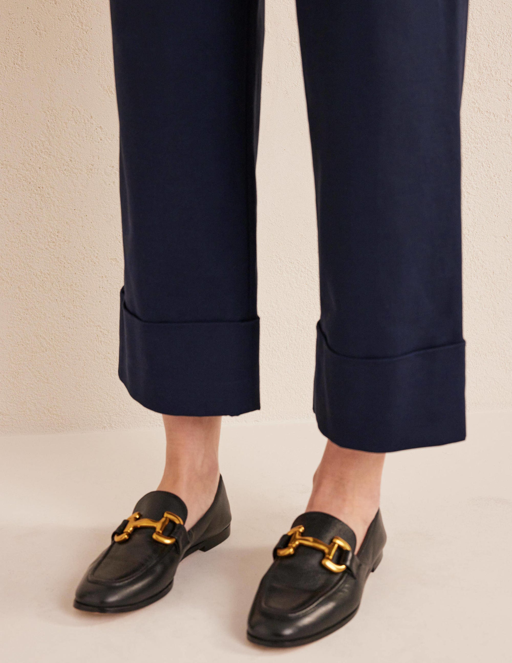 Tailored Turn Up Trousers-Navy - Image 5