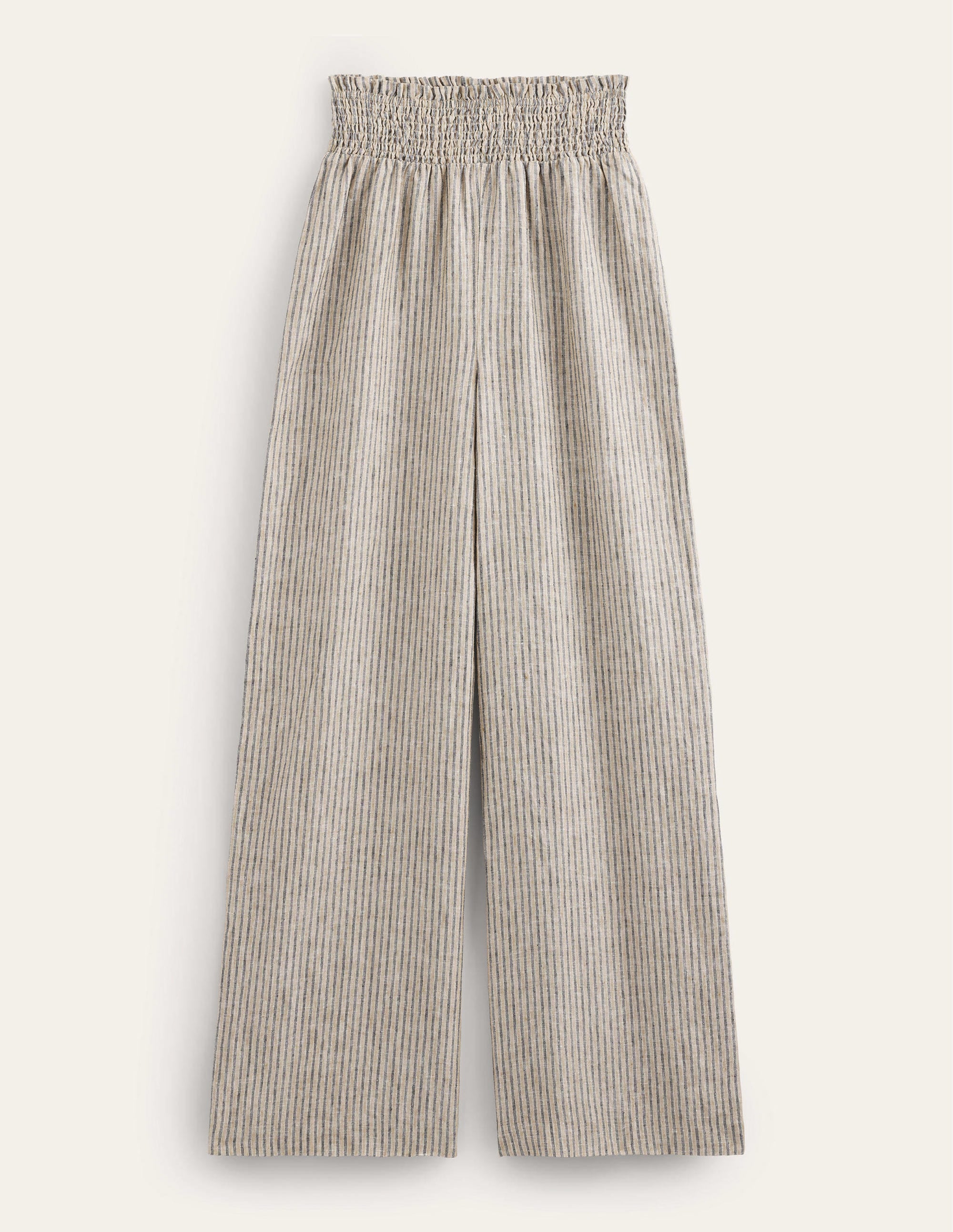Linen Shirred Waist Trousers-Camel and Black Lurex Stripe - Image 6
