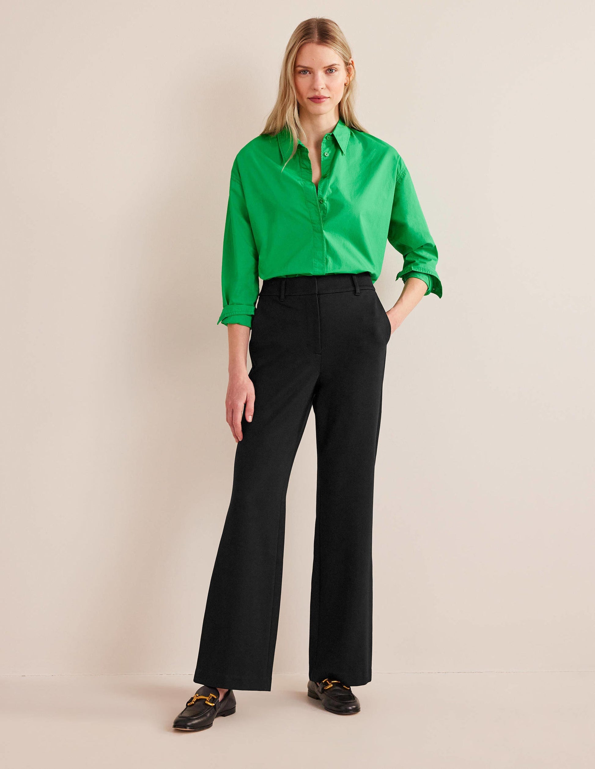 Hampshire Flared Trousers-Black-1
