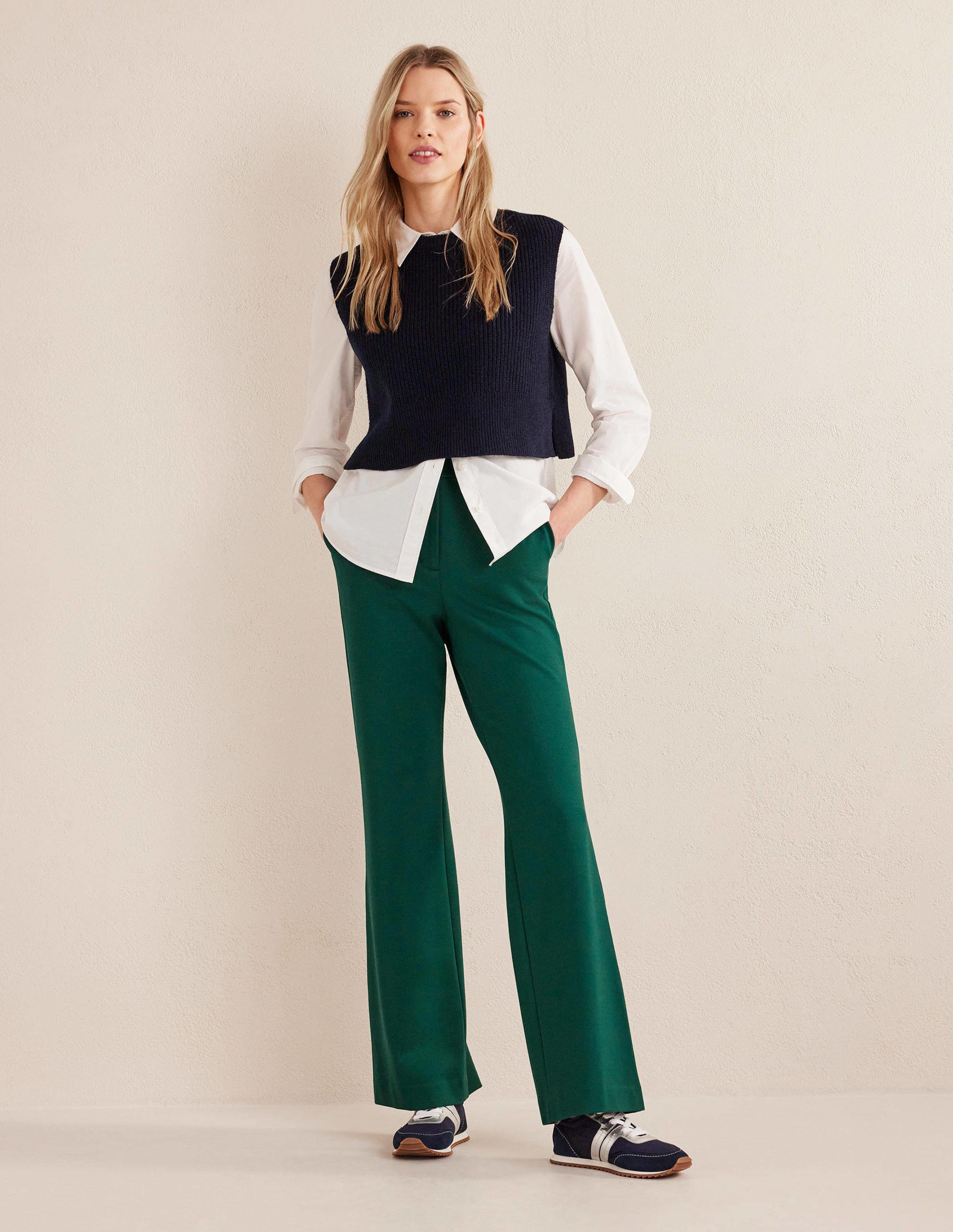 Hampshire Flared Trousers-Emerald Night - Image 1
