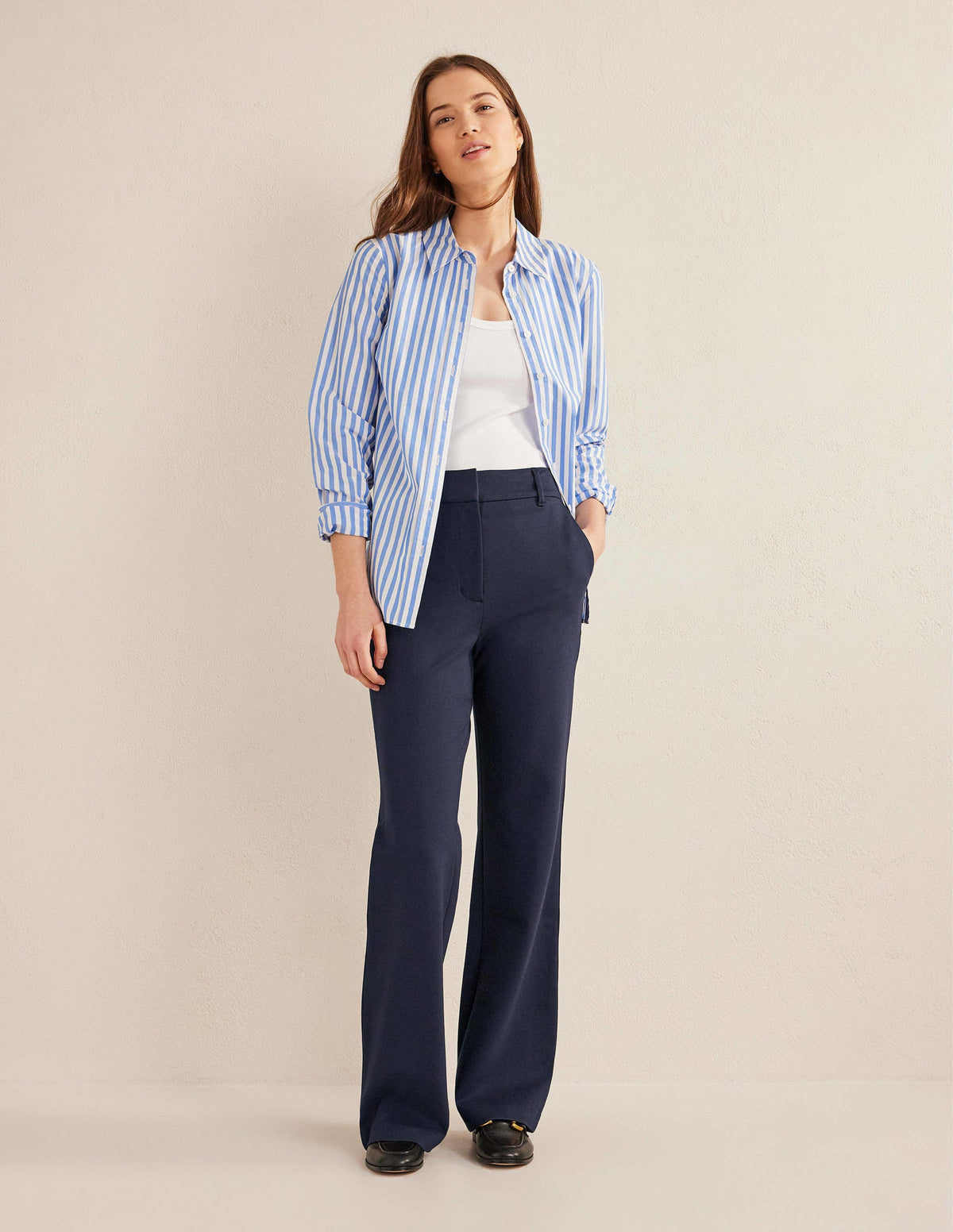 Hampshire Flared Trousers-Navy - Image 1