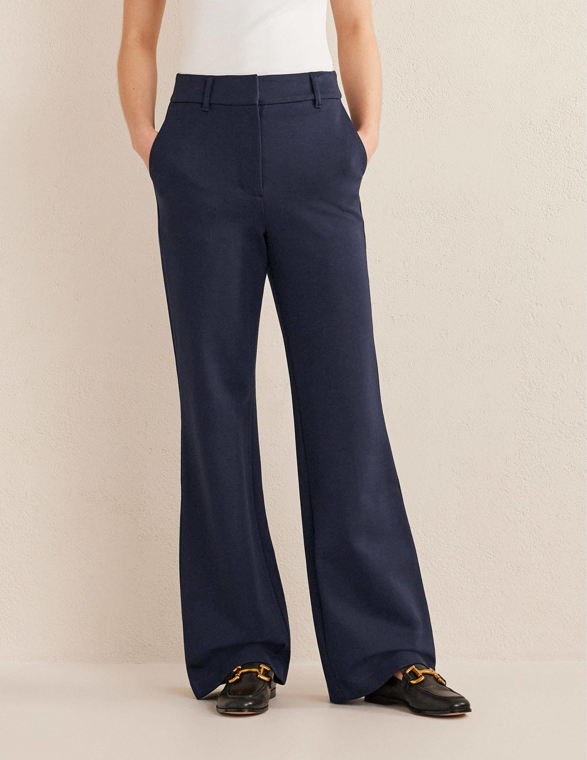 Hampshire Flared Trousers-Navy - Image 4