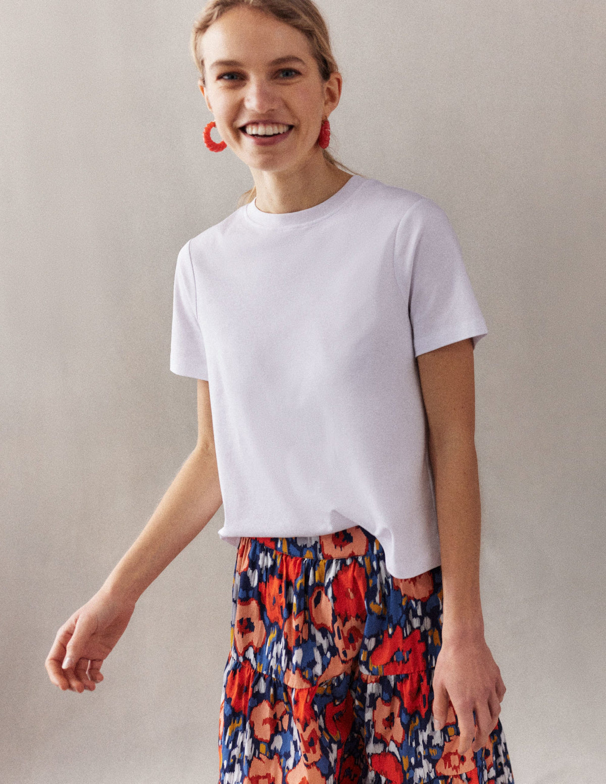 Tiered Poplin Midi Skirt-Navy, Abstract Poppy Large-8