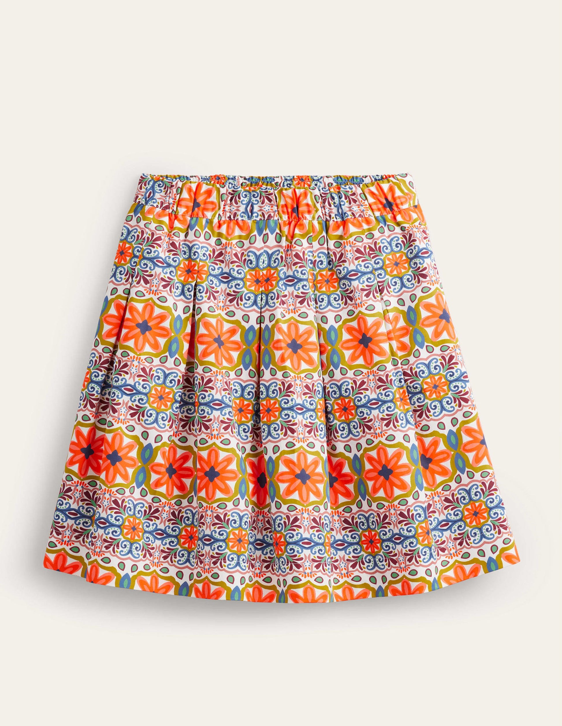 Pleated Cotton Skirt-Multi, Tapestry Stripe-4