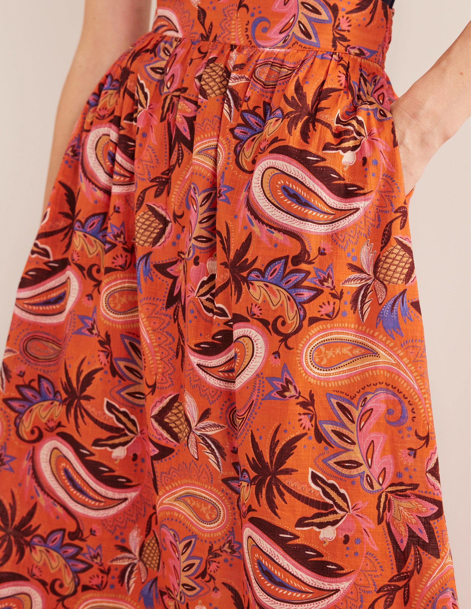 Tiered Cotton Maxi Skirt-Coral, Paradise Paisley - Image 2