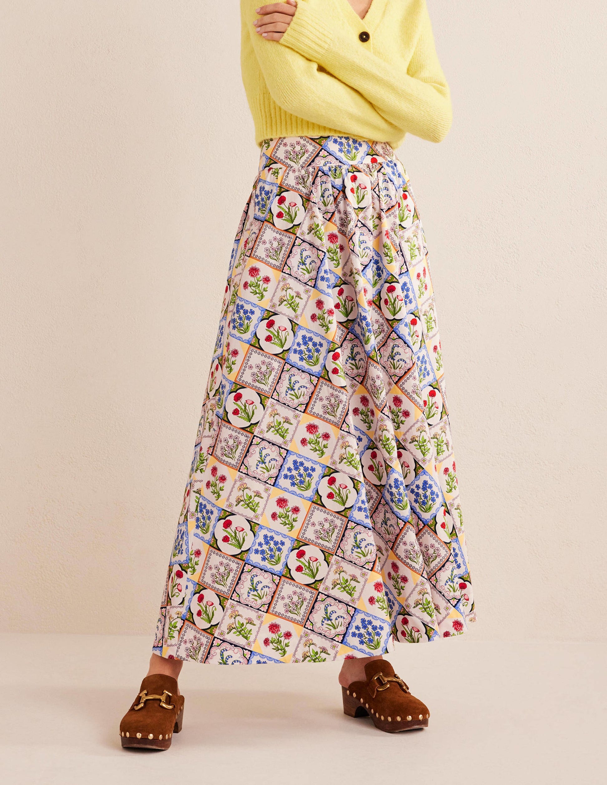 Full Printed Maxi Skirt-Ivory, Wild Bluebell-4