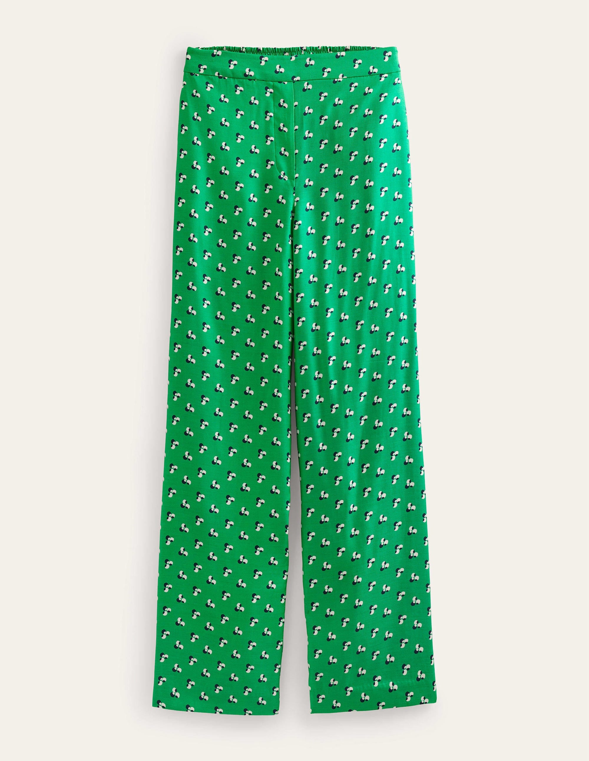 Printed Pull-On Trousers-Meadow Green, Falling Dot - Image 6