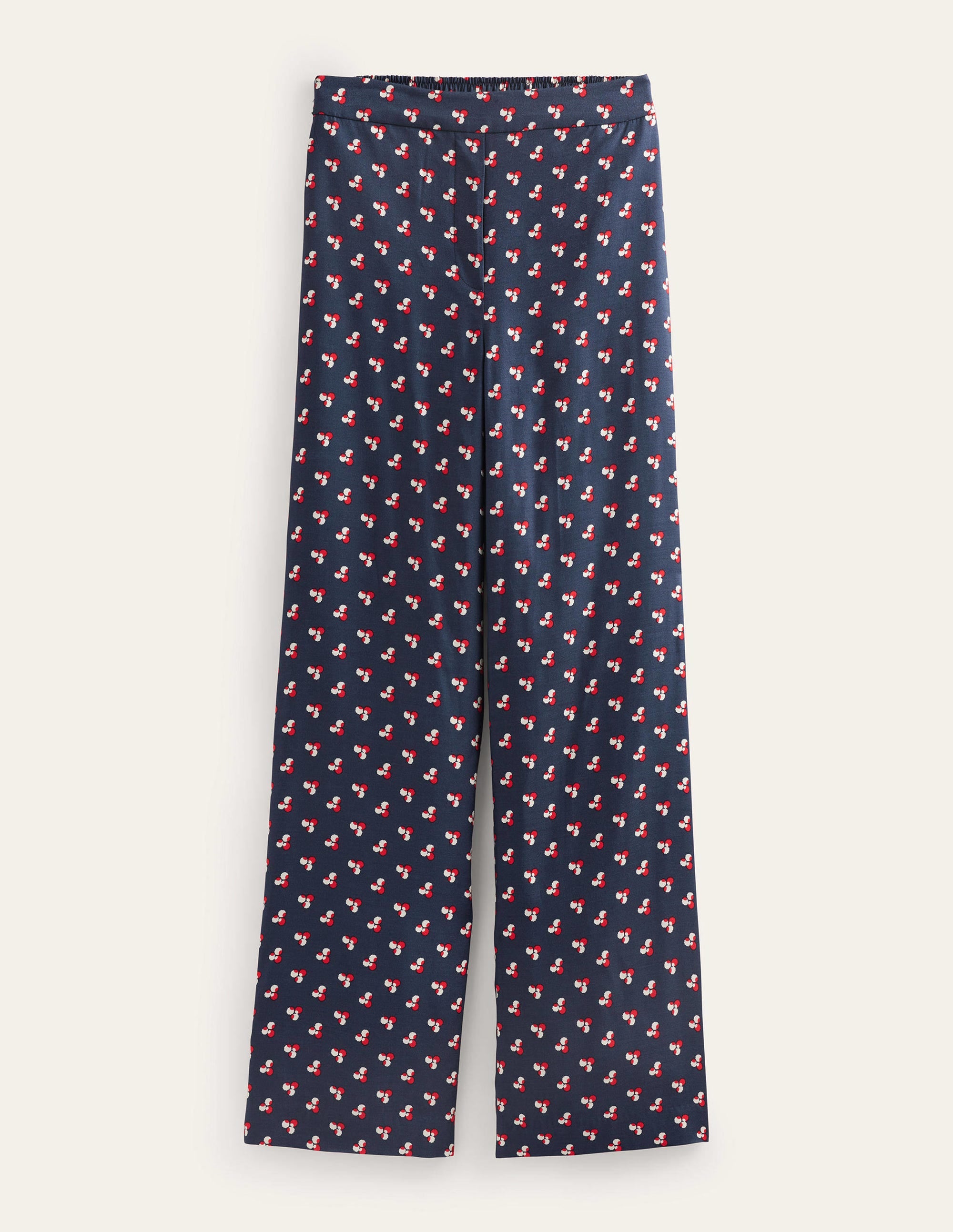 Printed Pull-On Trousers-French Navy, Falling Dot - Image 5
