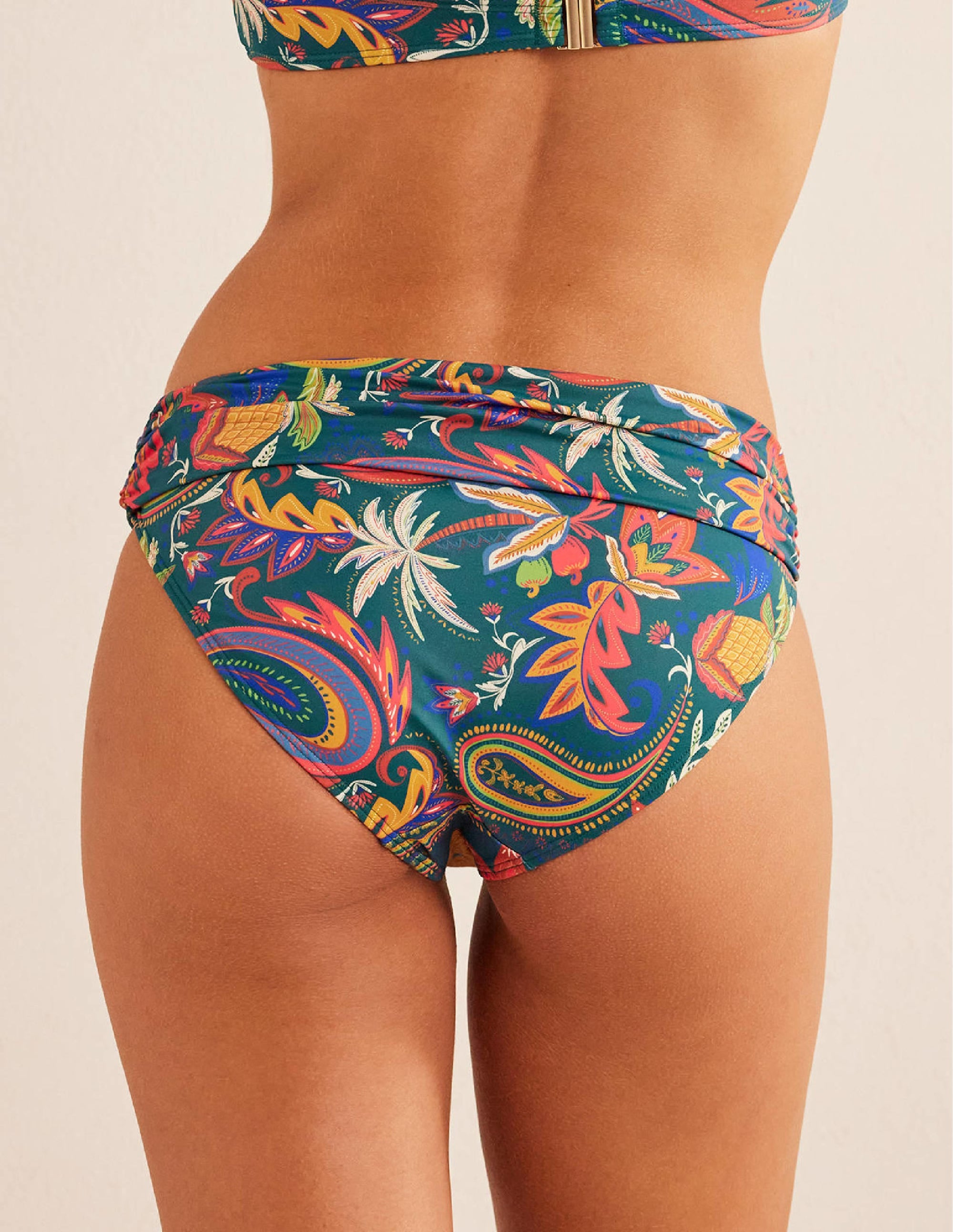 Classic Fold Bikini Bottoms-Emerald, Paradise Paisley - Image 3
