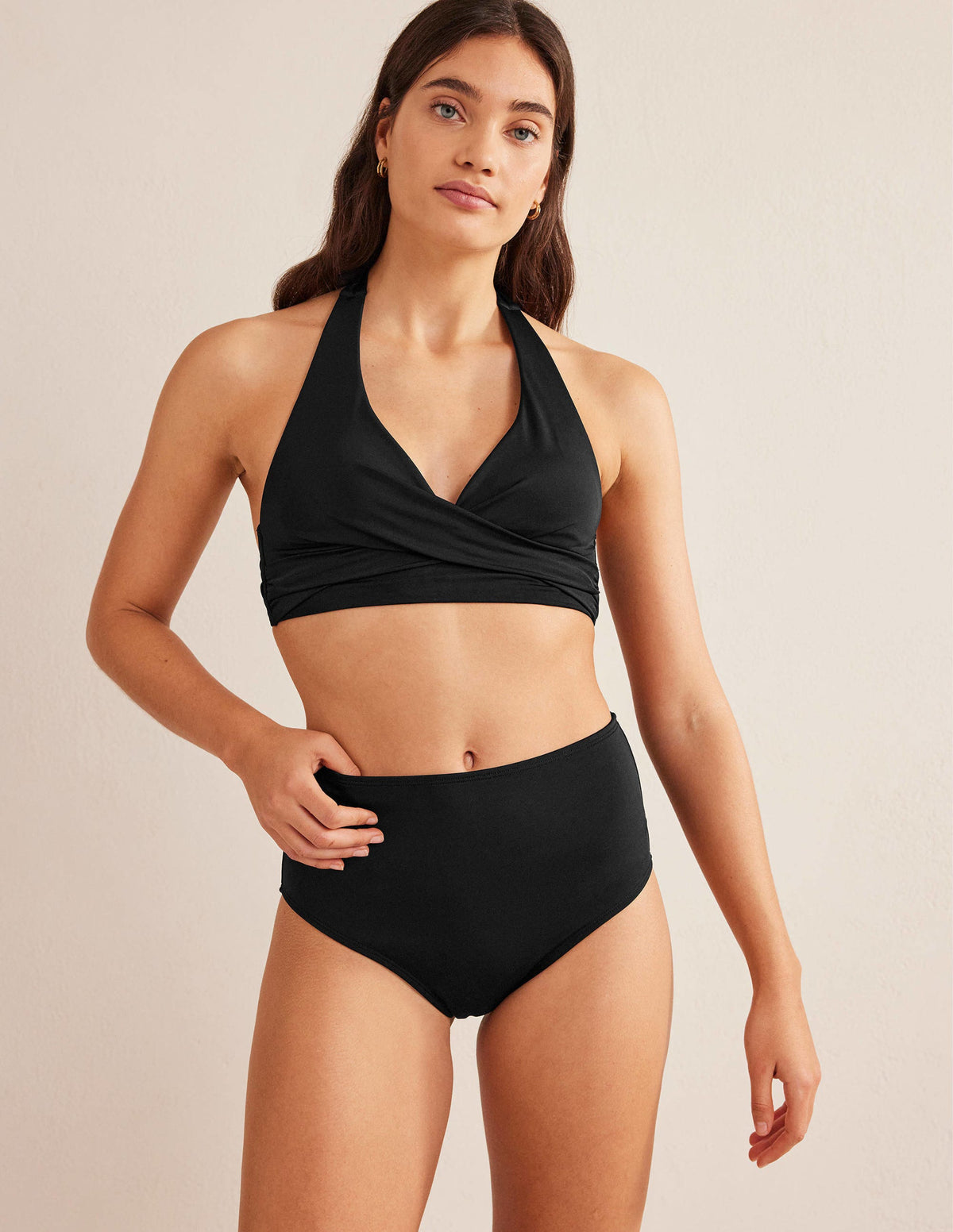 High Waisted Bikini Bottoms-Black - Image 1