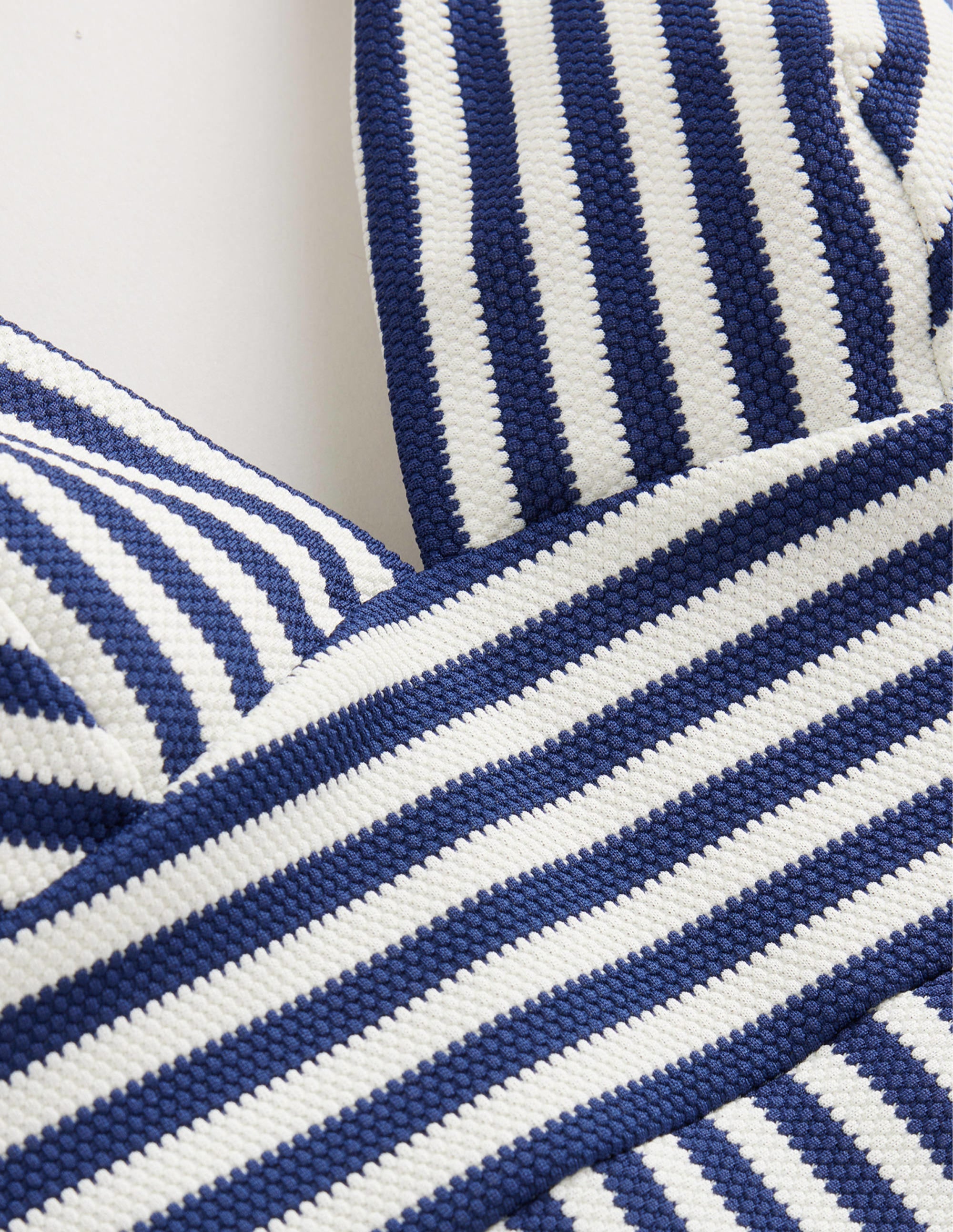 Arezzo V-neck Panel Swimsuit-Navy, Ivory Texture Stripe - Image 10